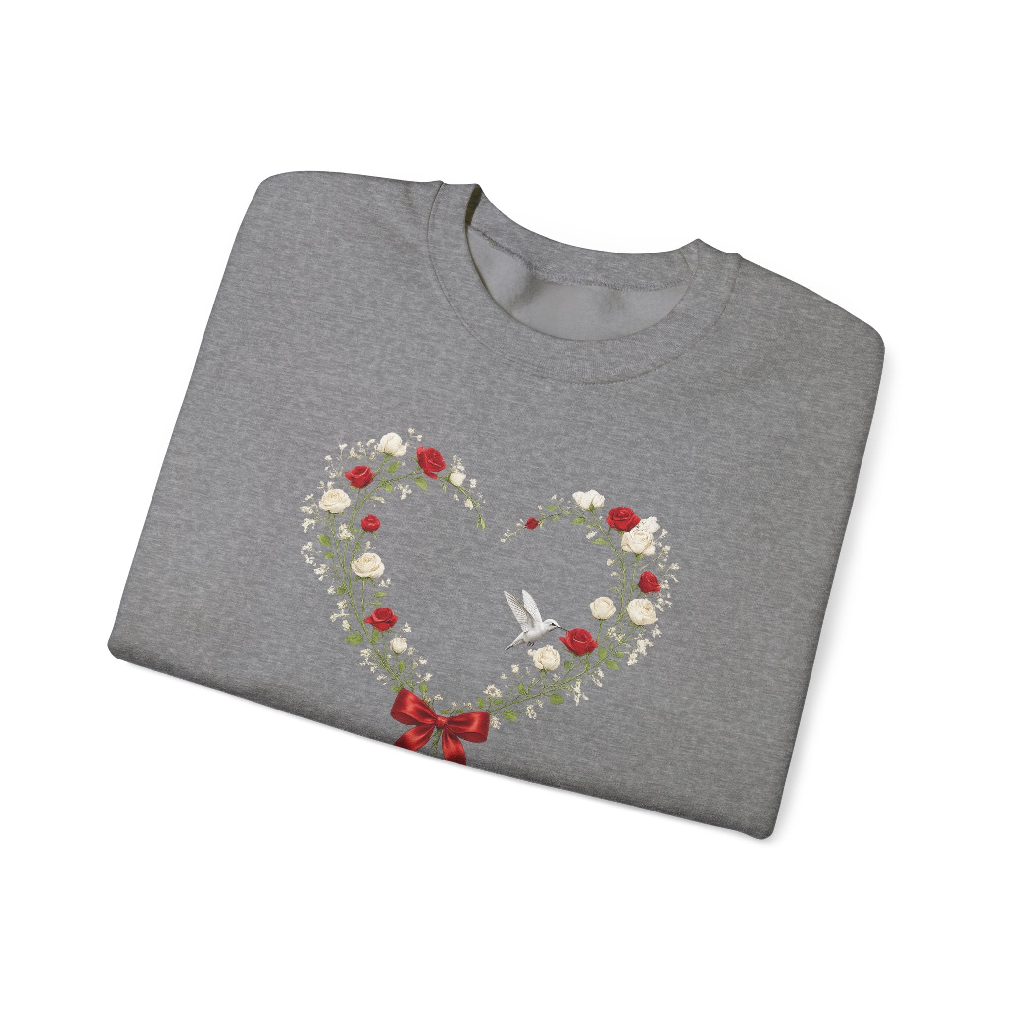 Christian Wildflower Heart Sweatshirt, 1 John 4:19 Floral  Faith Sweatshirt, Rose Hummingbird Womens Gift, Redeemed Faith Apparel, Boho Top