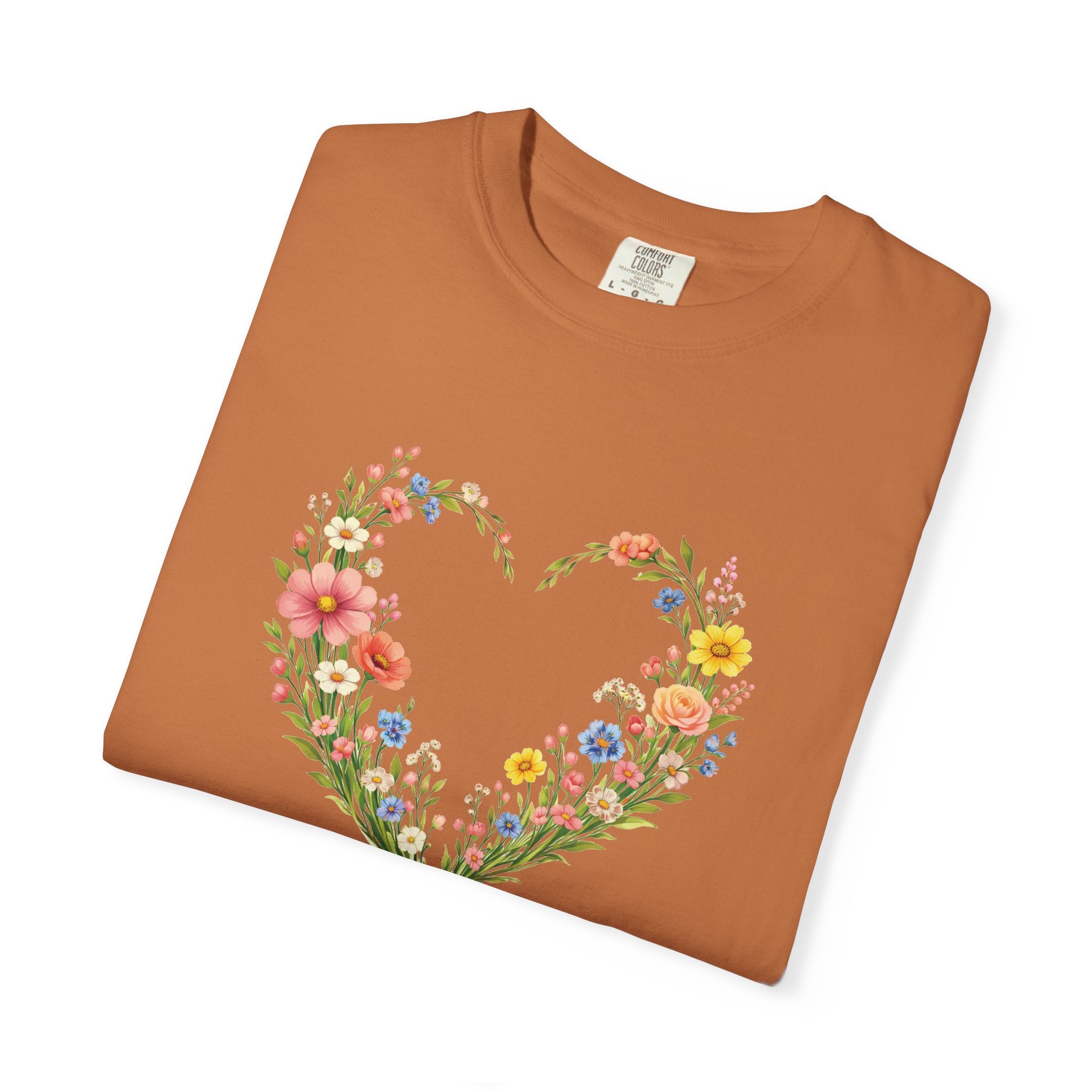 I Will Walk By Faith Floral T Shirt, 2 Corinthians 5:7 Christian Shirt, Christian Women Gift, Wildflower Heart tee, Redeemed Faith Apparel