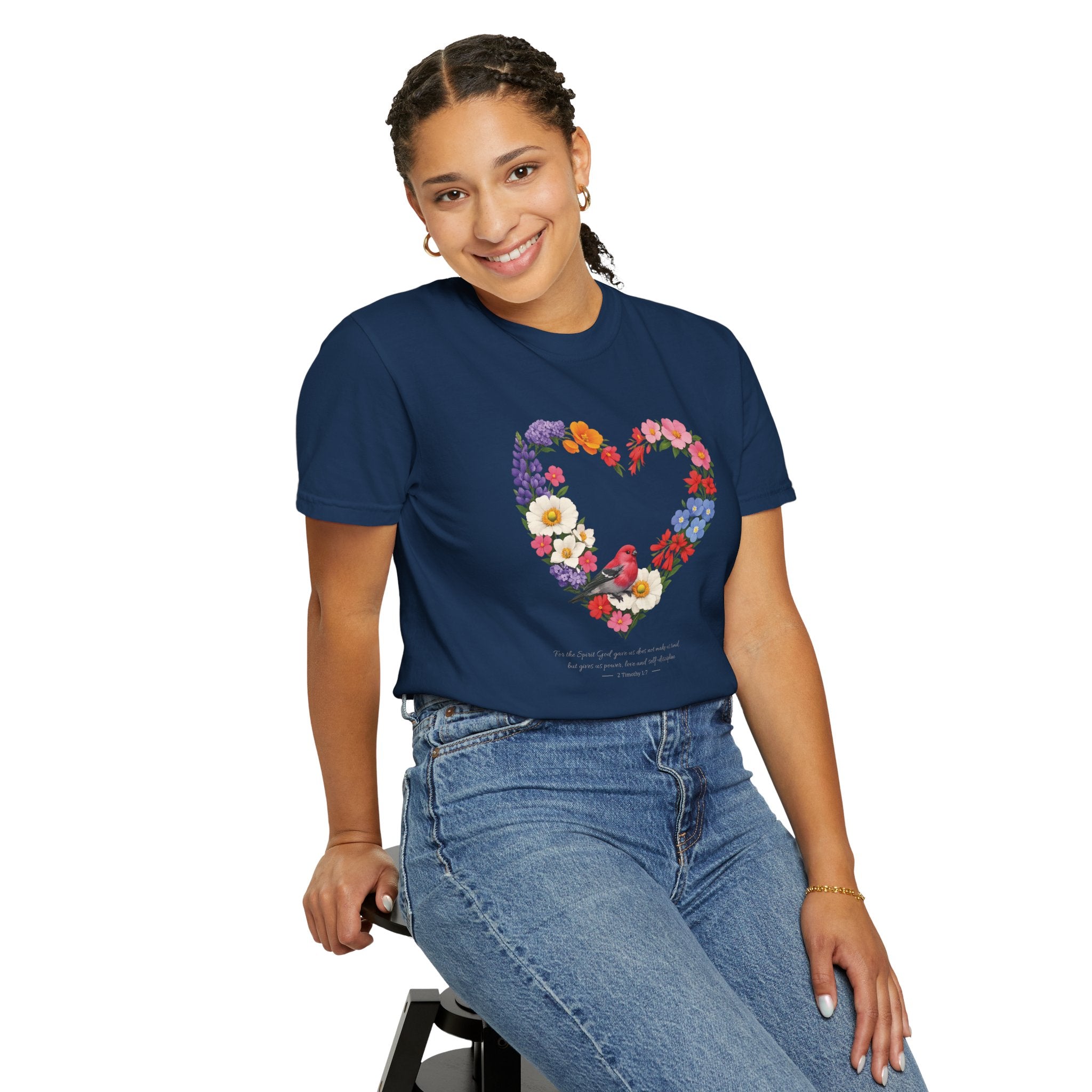 For God Has Not Given Us A Spirit Of Fear Floral Tee, 2 Timothy 1:7 Shirt, Christian Women Gift, Wildflower Heart, Redeemed Faith Apparel