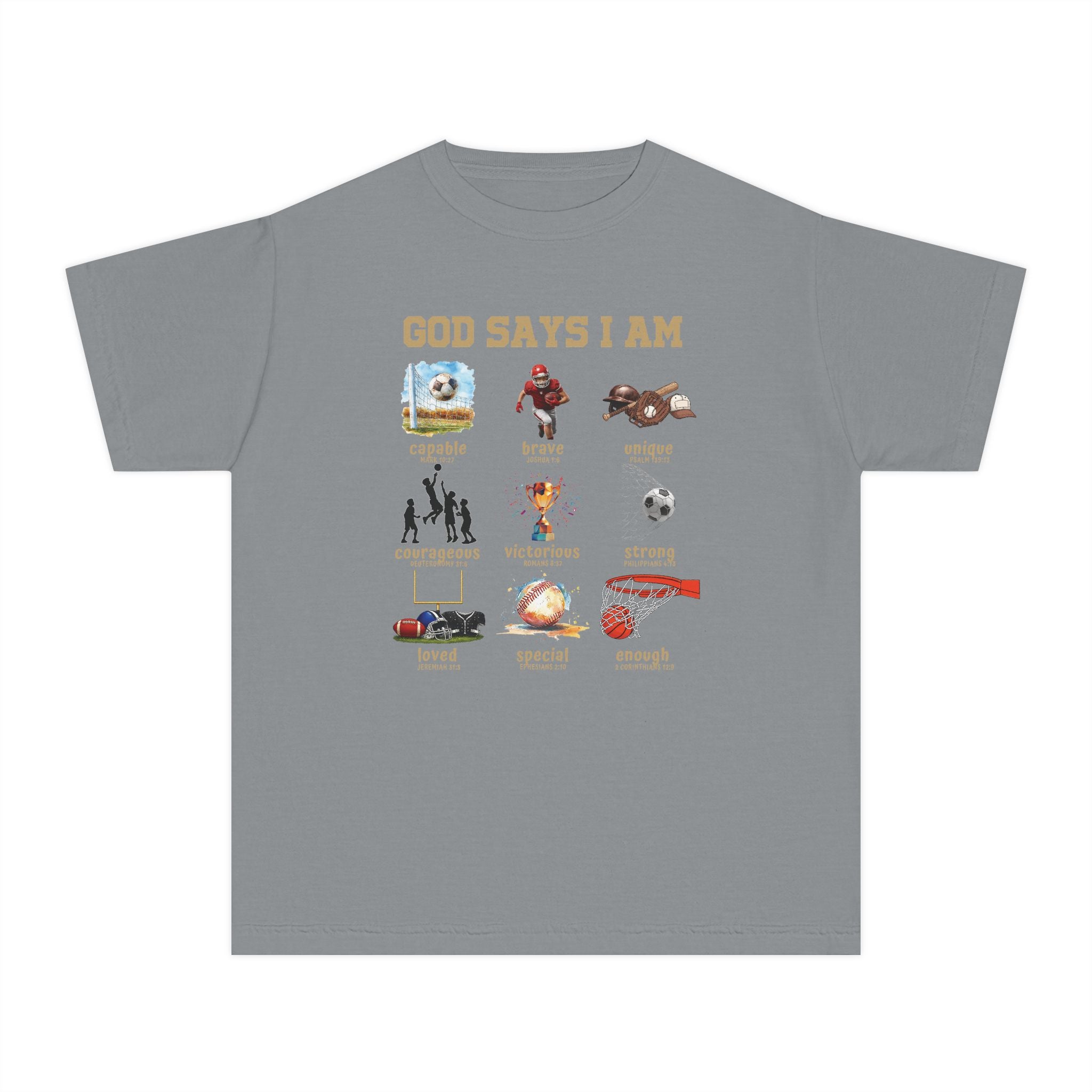 God Says I Am Youth Shirt, Christian Sports Shirt for Boys, Bible Verse Youth Tee, Faith Athlete Shirt, Christian Boy Shirt, Church Tee