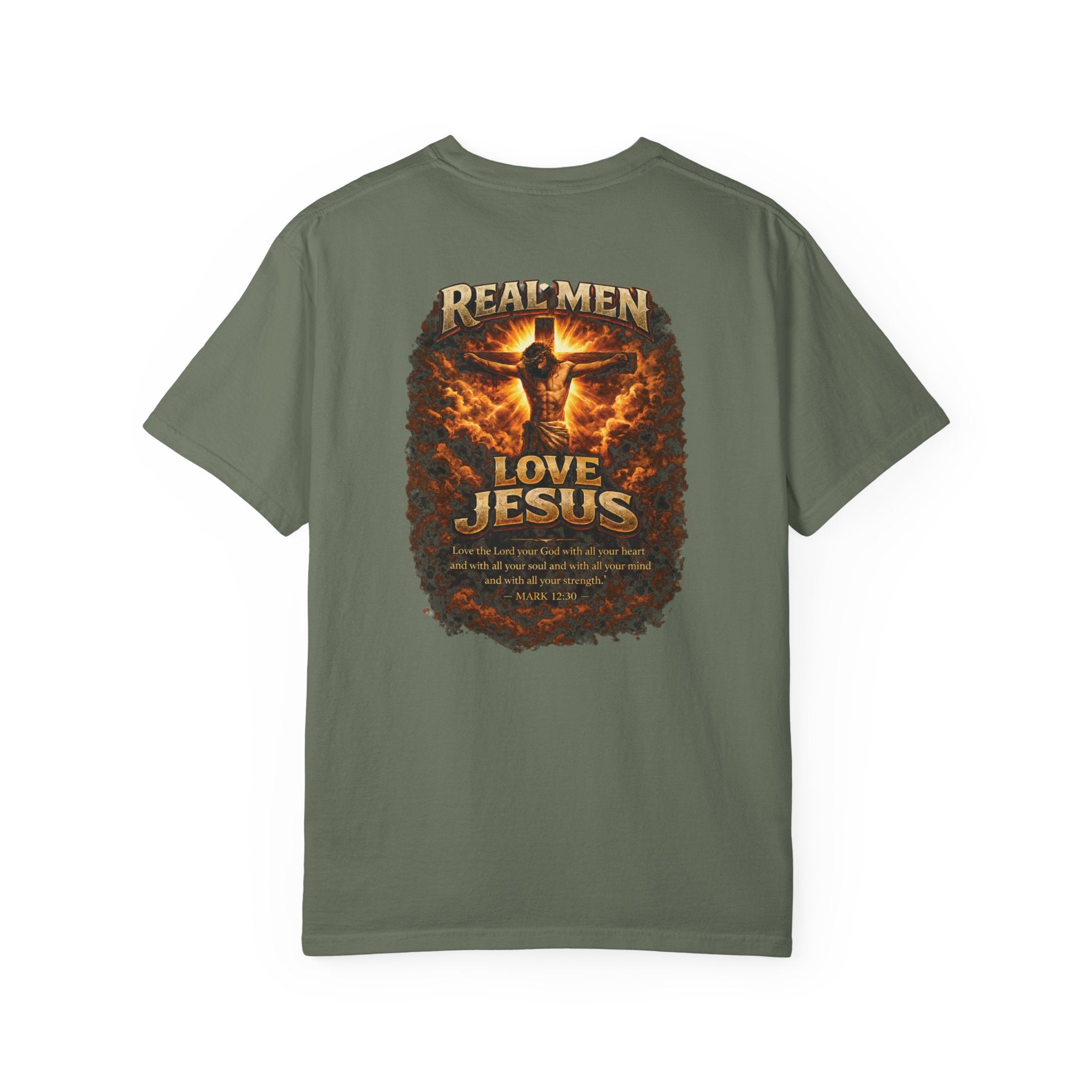 Real Men Love Jesus Shirt, Mark 12:30 Christian Cross Shirt, Bold Faith Jesus Crucifix Tee, Christian Mens Shirt, Redeemed Faith Apparel