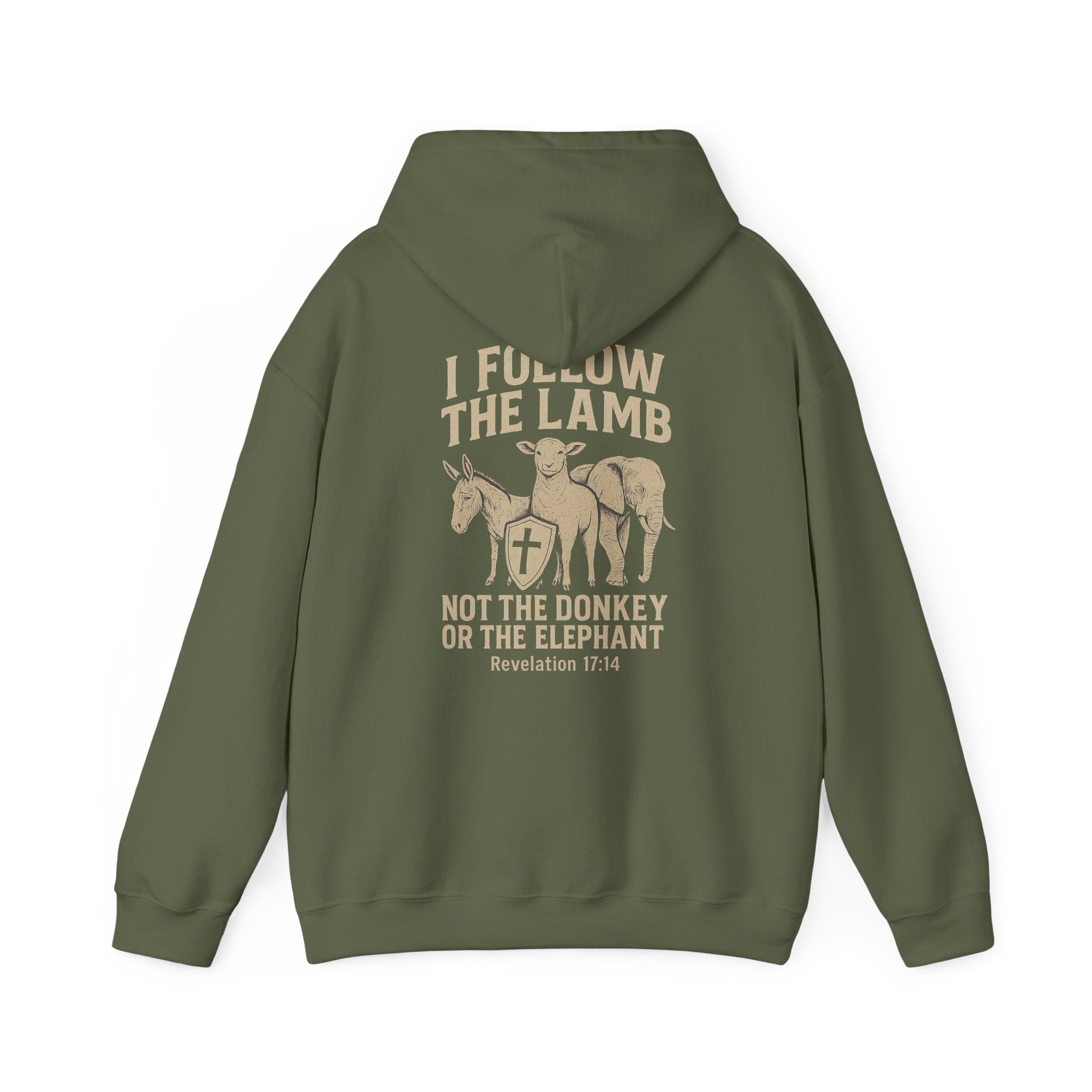 I Follow the Lamb Hoodie - Revelation 17:14 Christian Faith Sweatshirt, Jesus Over Politics Hoodie for Men and Women, Kingdom over Party