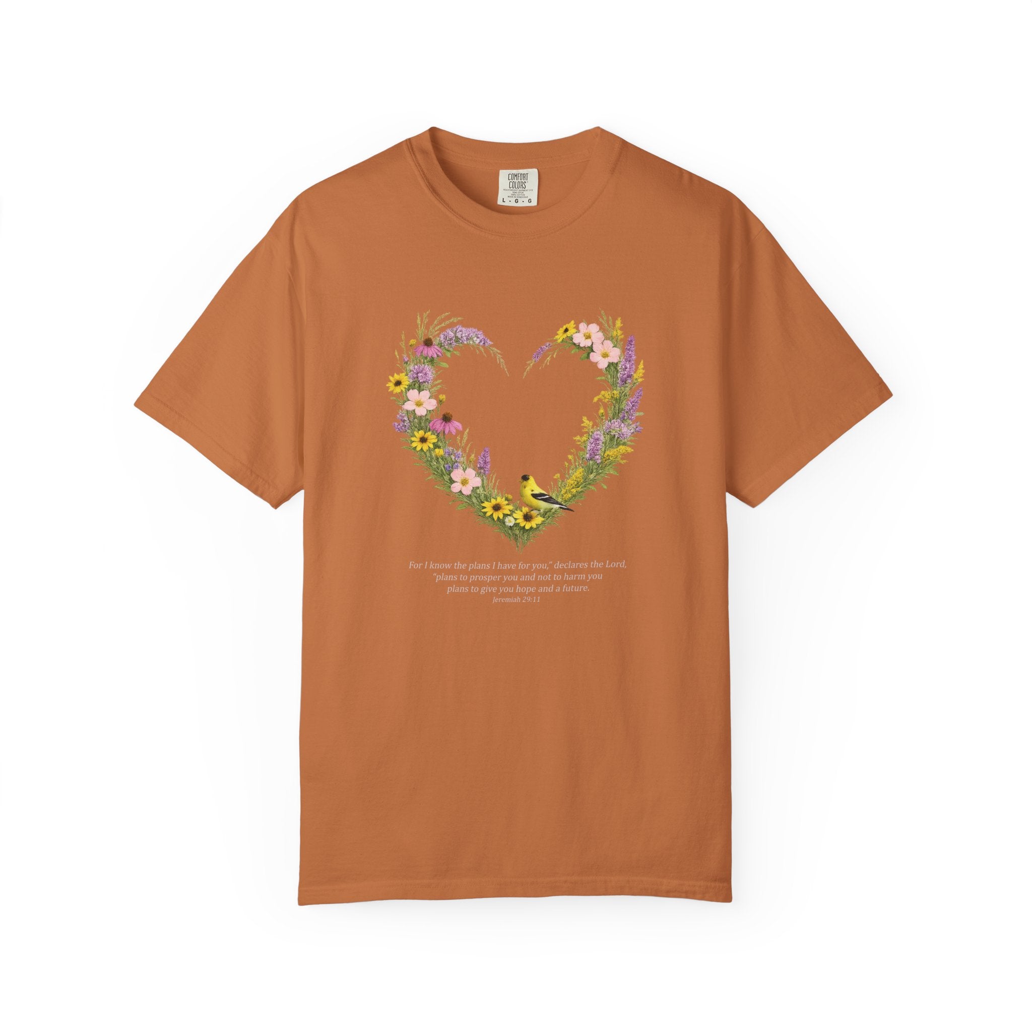 I Know The Plans I Have For You Floral Heart T-Shirt, Jeremiah 29:11 T Shirt, Christian Women Gift, Wildflower Heart, Redeemed Faith Apparel