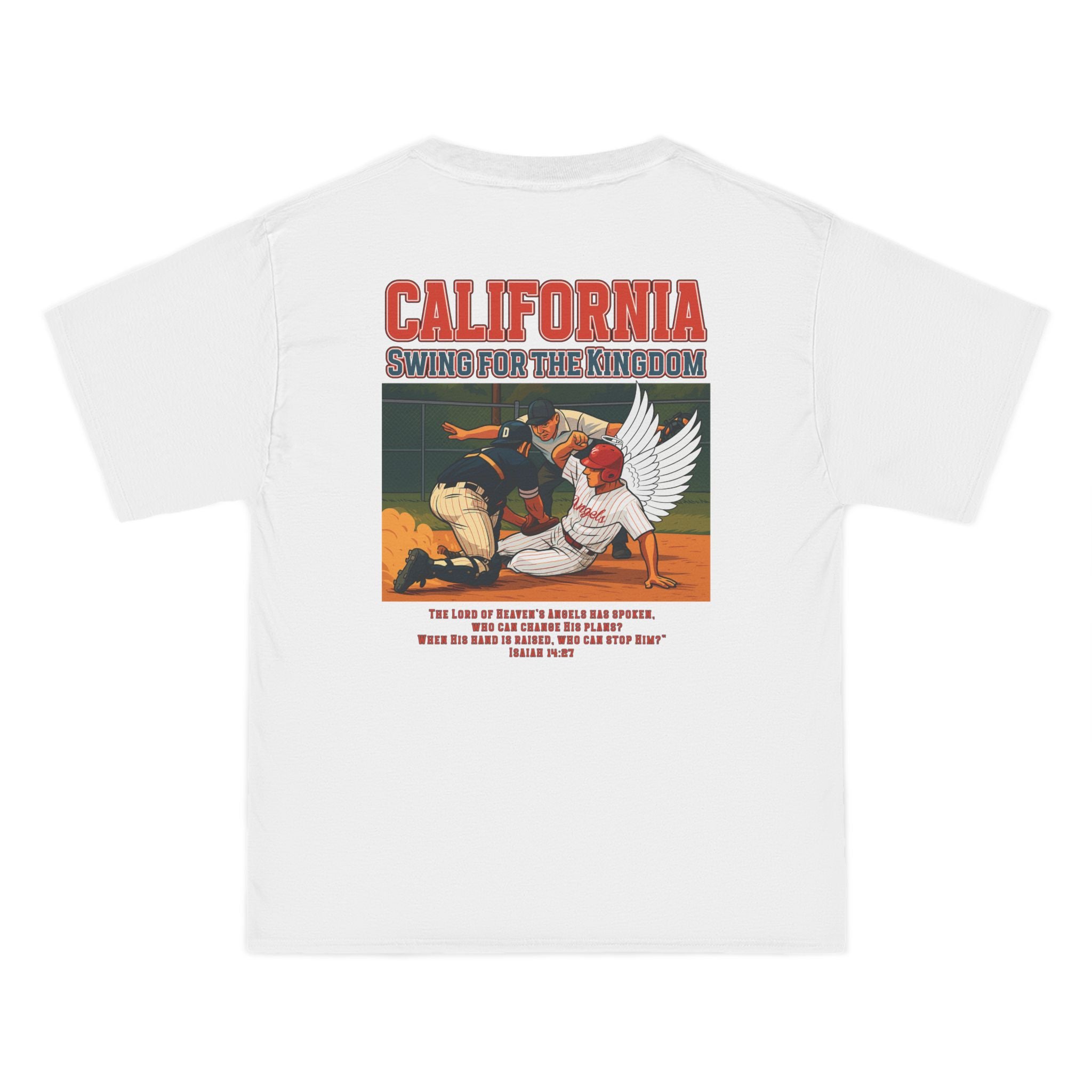 CA-Angels Swing for the Kingdom Christian Baseball Shirt, Isaiah 1427, Faith Sports Tee, Redeemed Faith Apparel God Bless America Collection
