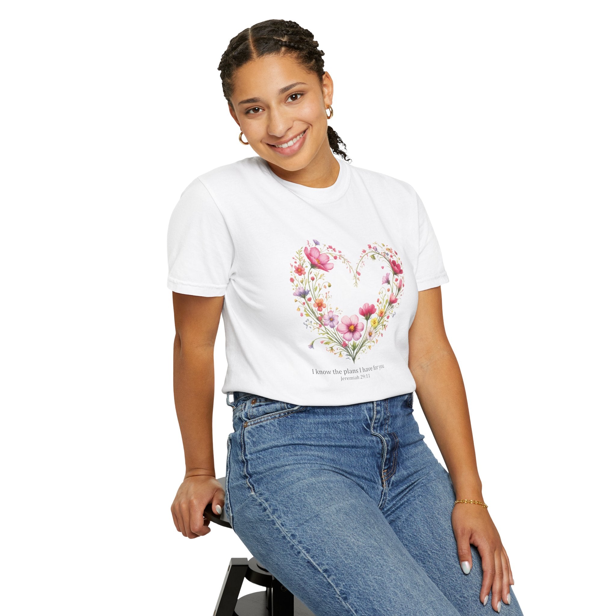I Know The Plans I Have For You Floral Tee, Jeremiah 29:11 Christian Shirt, Christian Women Gift, Wildflower Heart, Redeemed Faith Apparel