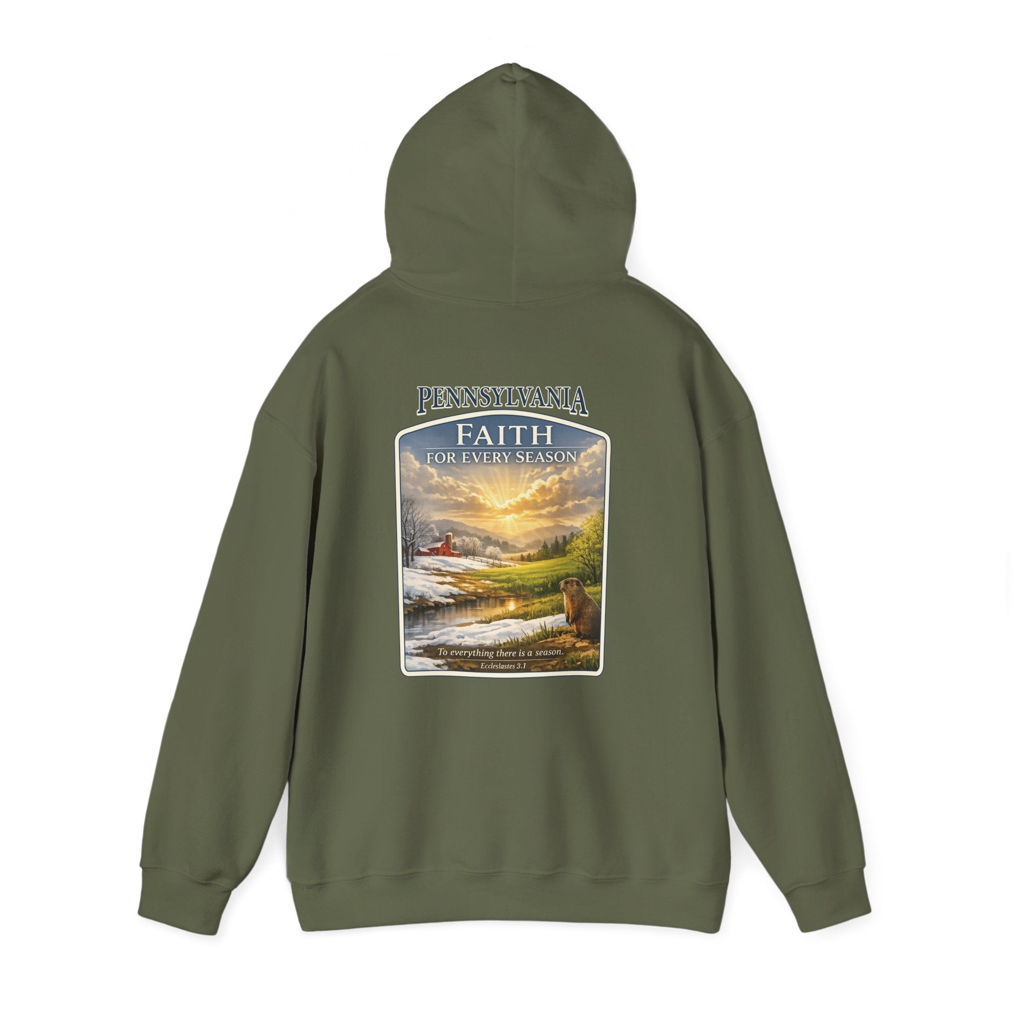 PA-Pennsylvania Faith for Every Season Christian Hoodie, Groundhog Day Hoodie, Ecclesiastes 3:1 Sweatshirt, God Bless America Collection