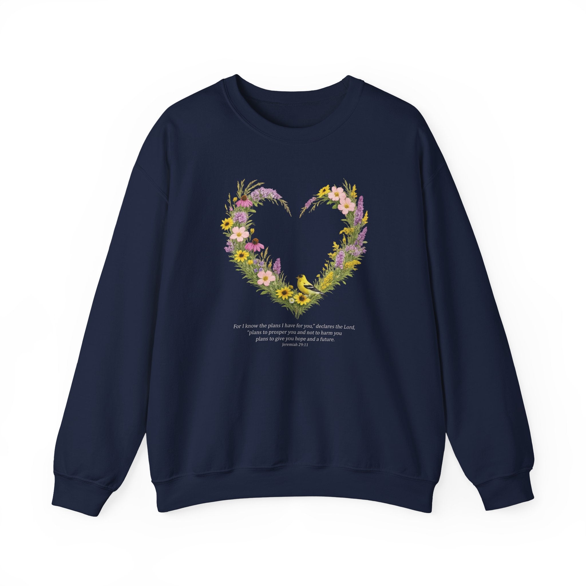 Jeremiah 29 11 Sweatshirt, Christian Floral Faith Sweatshirt, Wildflower Heart Bird Womens Gift, Redeemed Faith Apparel, Boho Sweatshirt