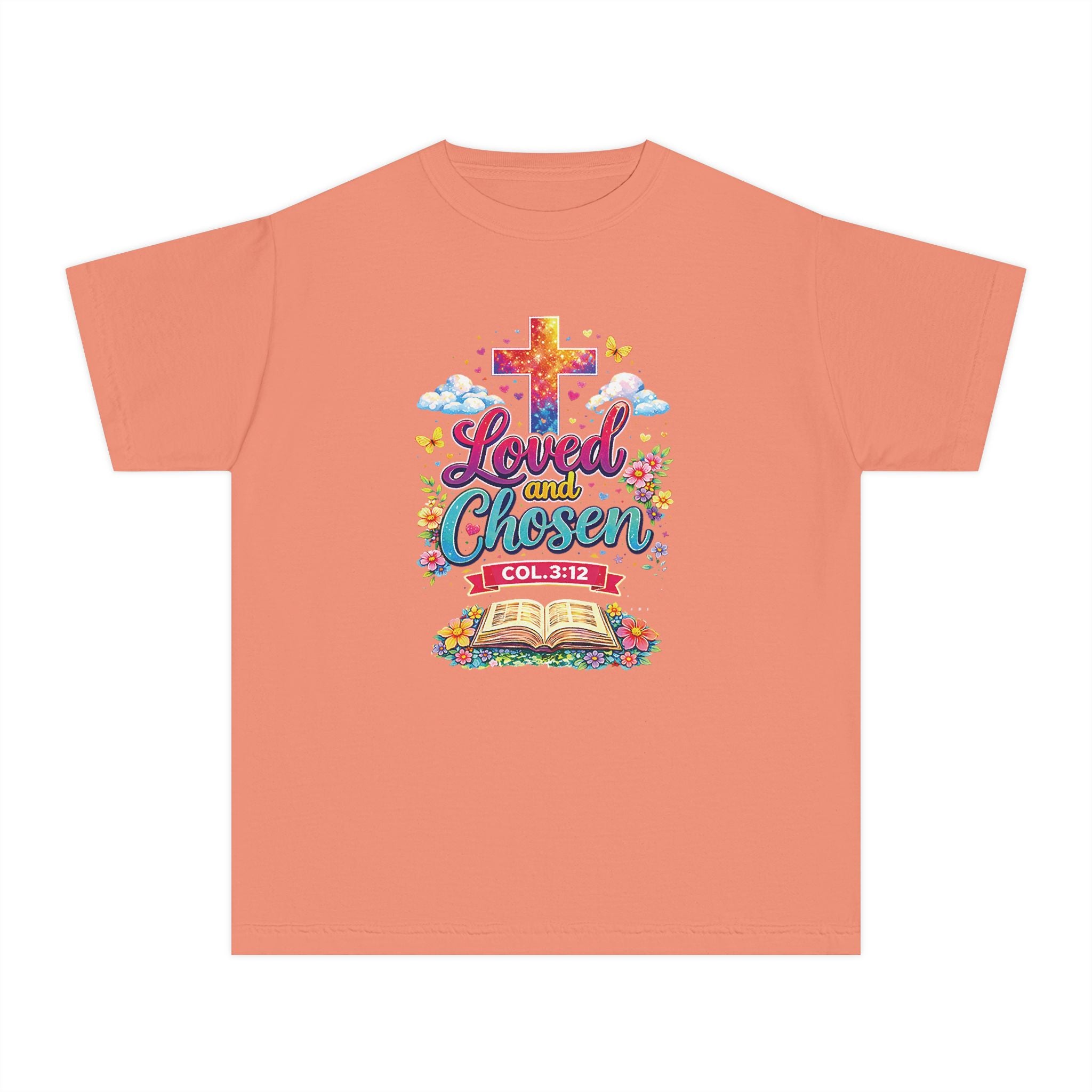 Loved and Chosen Youth Shirt, Christian Youth T Shirt, Bible Verse Youth Tee, Faith Shirt for Girls Boys, Church Youth Shirt Colossians 312