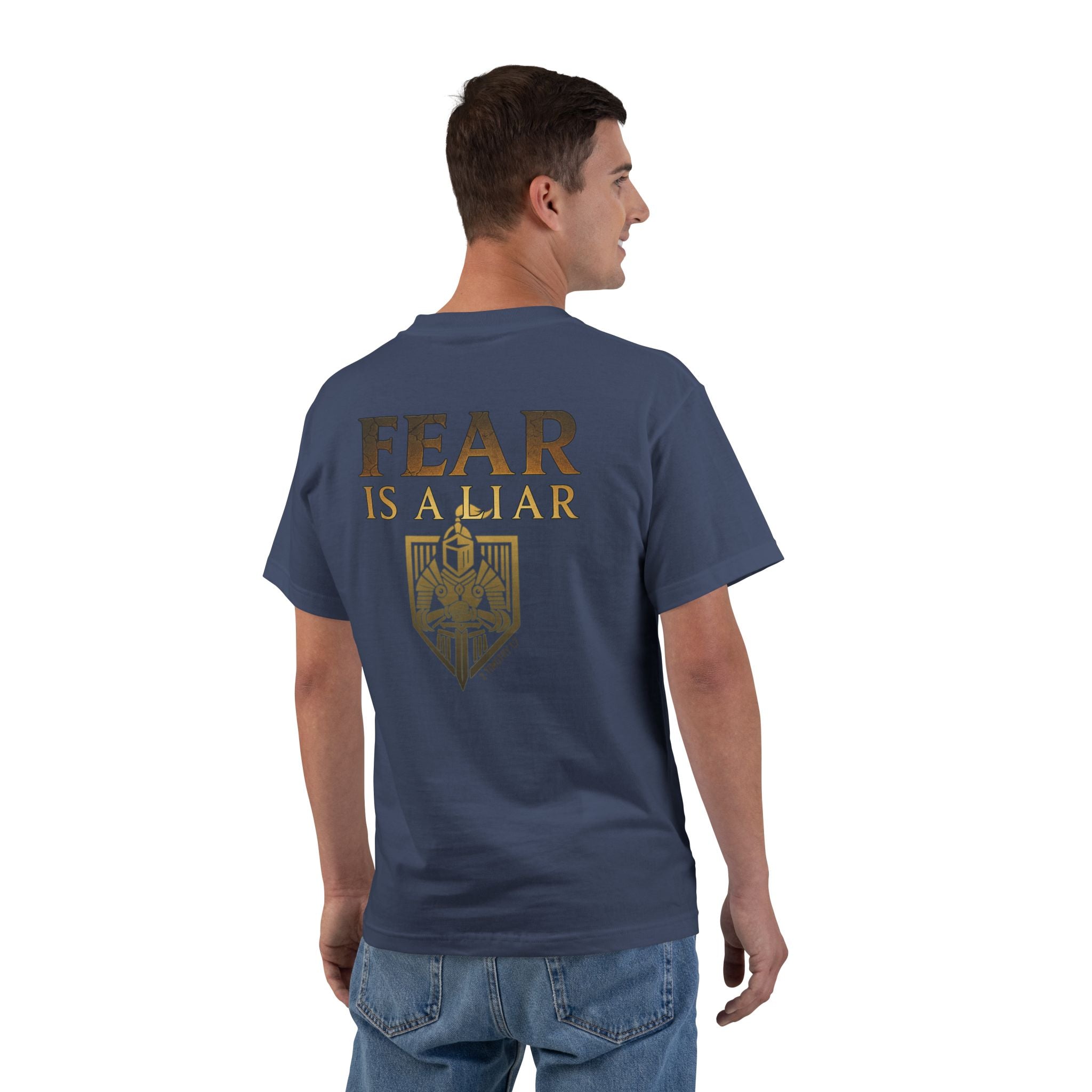 Fear Is A Liar T-Shirt - 2 Timothy 1:7, Christian Warrior Tee, Courageous Shirt, Armor of God Shirt, Christian Gift for Any Occasion