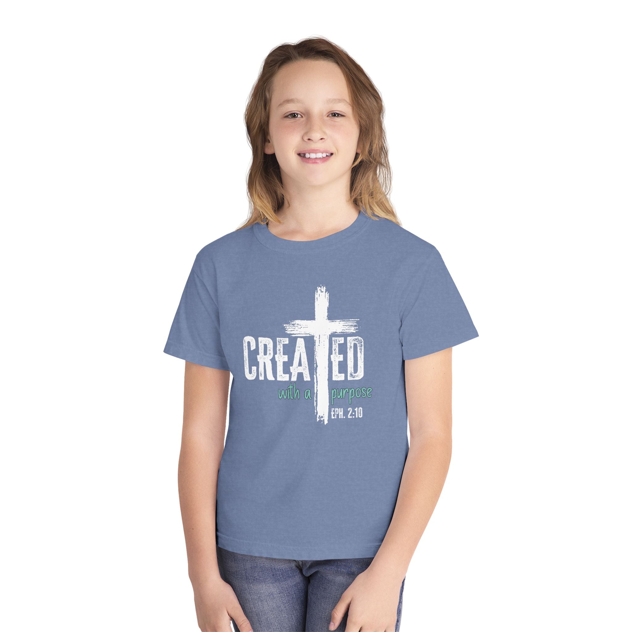 Created with a Purpose Youth Shirt, Christian Youth Shirt, Ephesians 2:10 Shirt, Faith Shirt for Kids, Christian Tee, Church Shirt