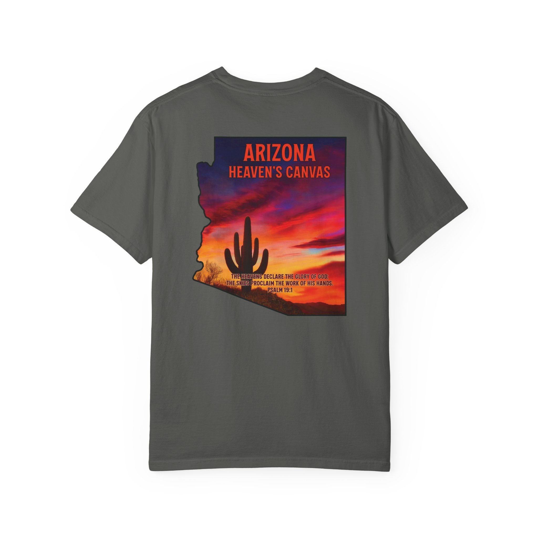 AZ-Arizona Heavens Canvas Christian T Shirt, Desert Sunset Shirt, Psalm 19:1 T-shirt, Arizona Christian Gift, God Bless America Collection