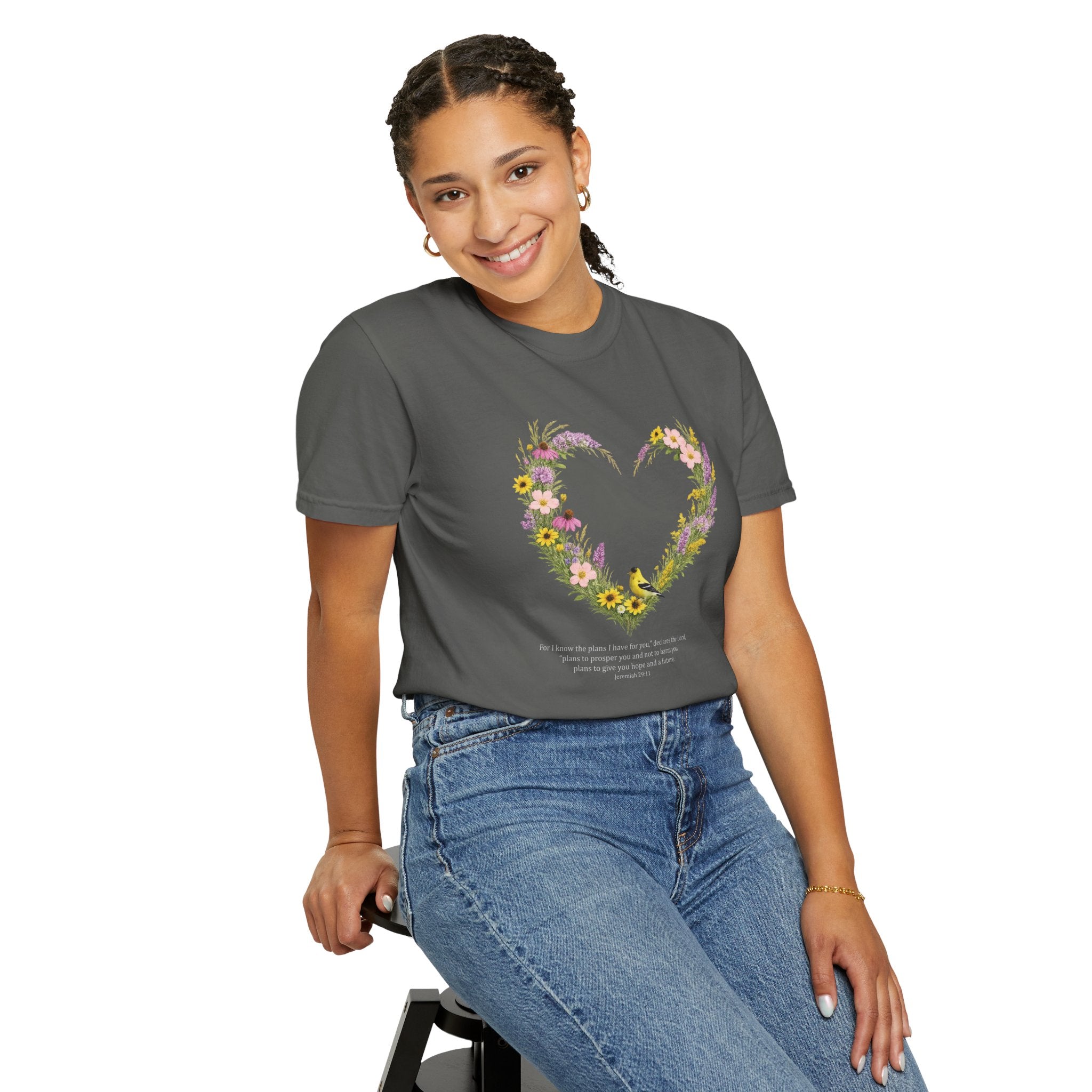 I Know The Plans I Have For You Floral Heart T-Shirt, Jeremiah 29:11 T Shirt, Christian Women Gift, Wildflower Heart, Redeemed Faith Apparel