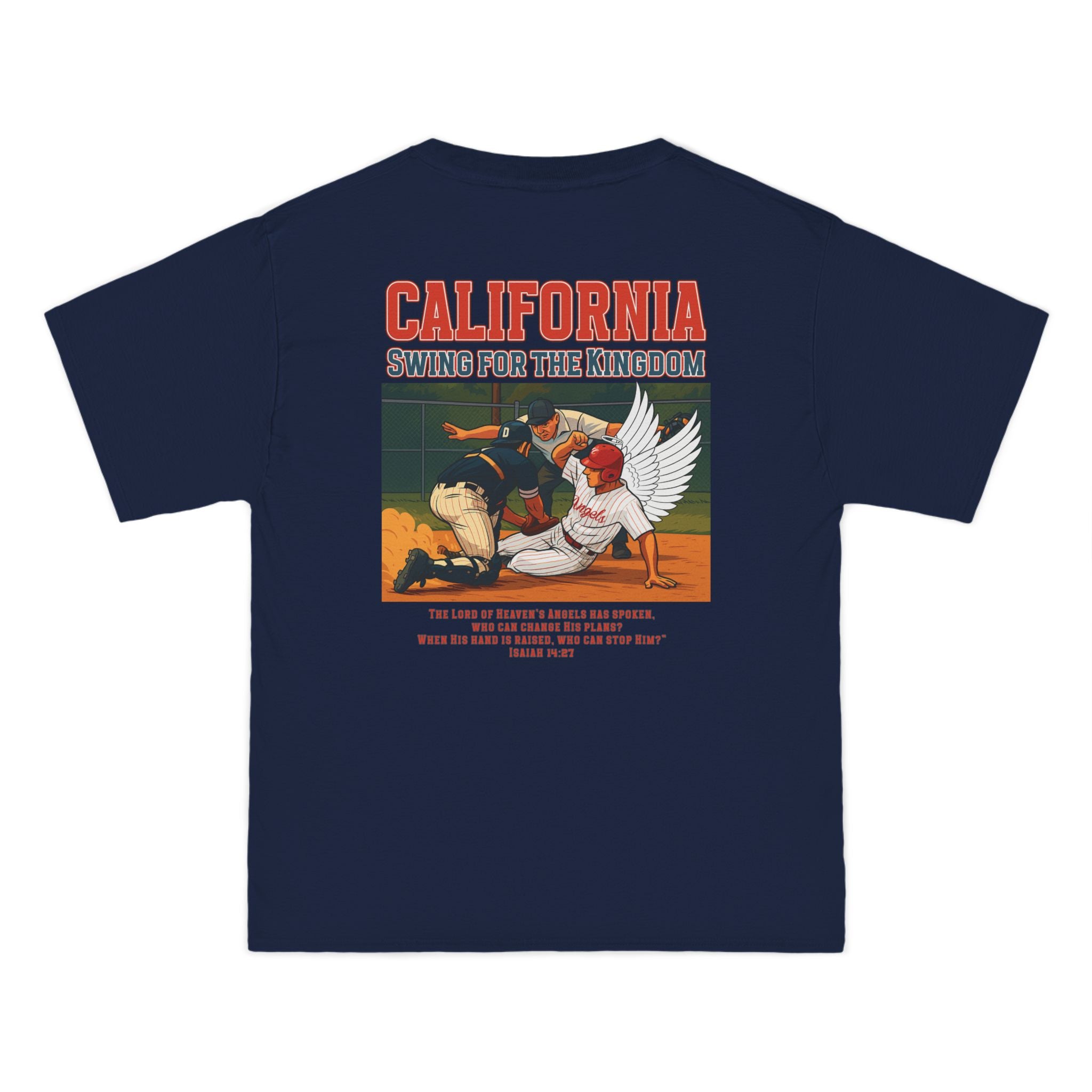 CA-Angels Swing for the Kingdom Christian Baseball Shirt, Isaiah 1427, Faith Sports Tee, Redeemed Faith Apparel God Bless America Collection