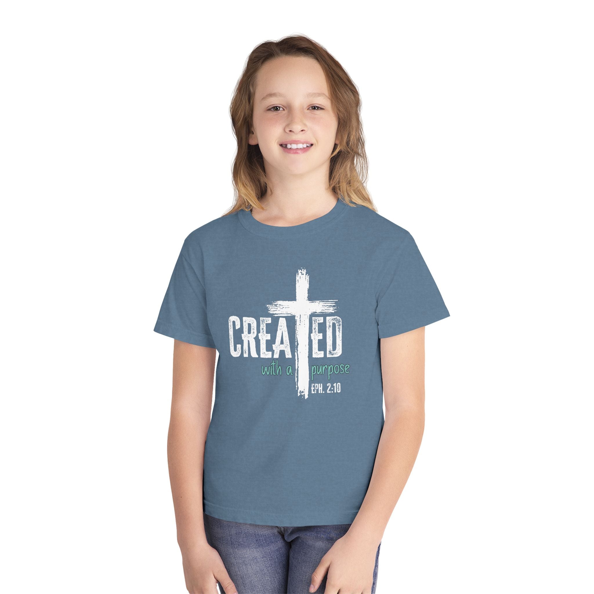 Created with a Purpose Youth Shirt, Christian Youth Shirt, Ephesians 2:10 Shirt, Faith Shirt for Kids, Christian Tee, Church Shirt