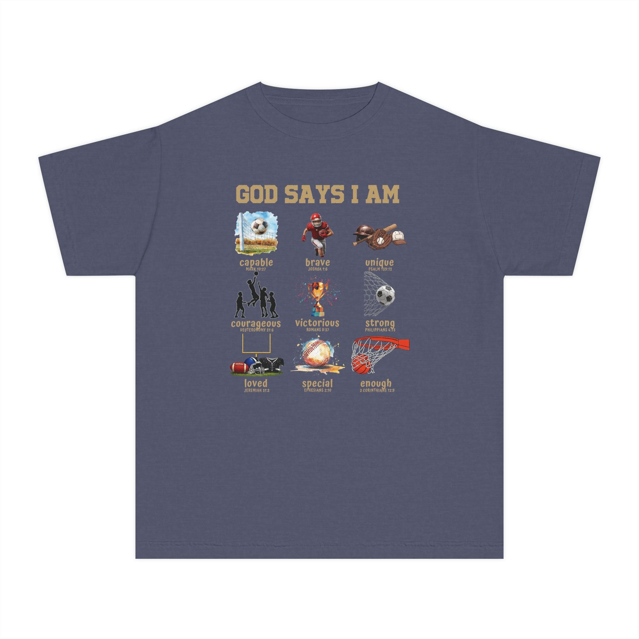 God Says I Am Youth Shirt, Christian Sports Shirt for Boys, Bible Verse Youth Tee, Faith Athlete Shirt, Christian Boy Shirt, Church Tee