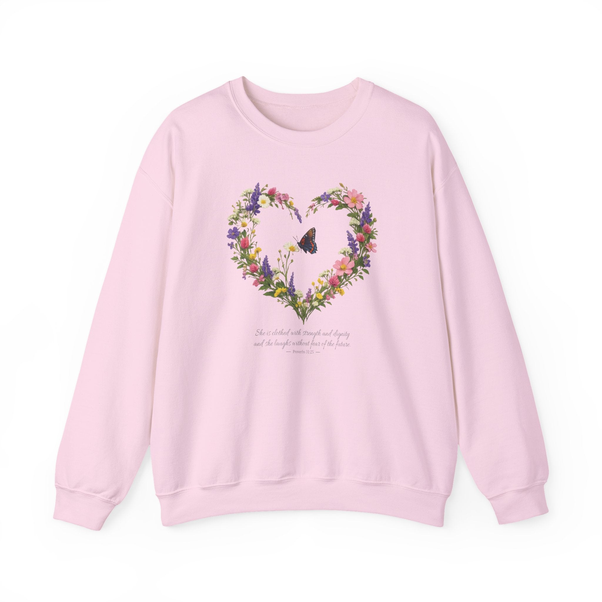 Proverbs 31:25 Sweatshirt, She is Clothed With Strength Christian Floral Sweatshirt, Womens Faith Gift, Redeemed Faith Apparel, Boho Sweater