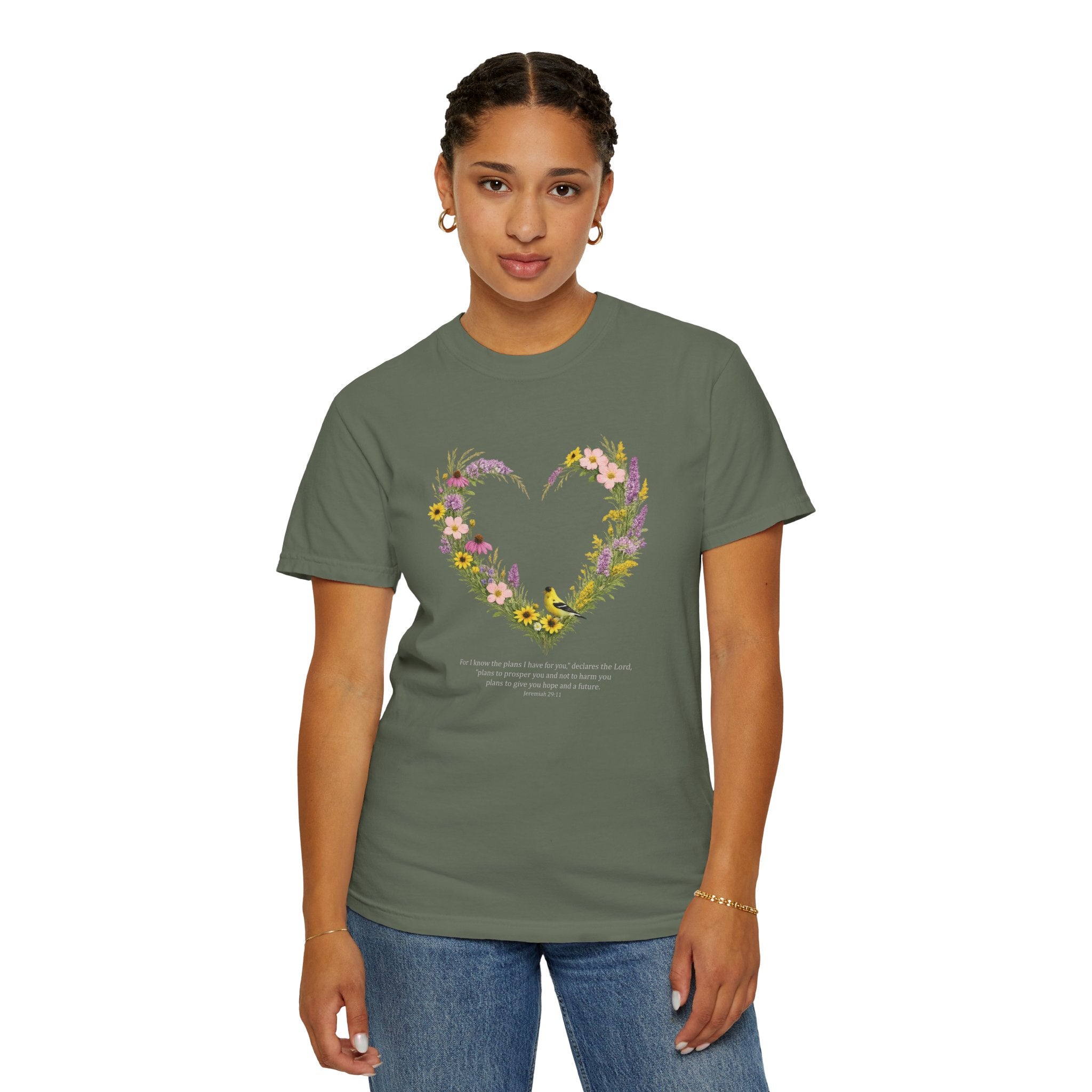 I Know The Plans I Have For You Floral Heart T-Shirt, Jeremiah 29:11 T Shirt, Christian Women Gift, Wildflower Heart, Redeemed Faith Apparel
