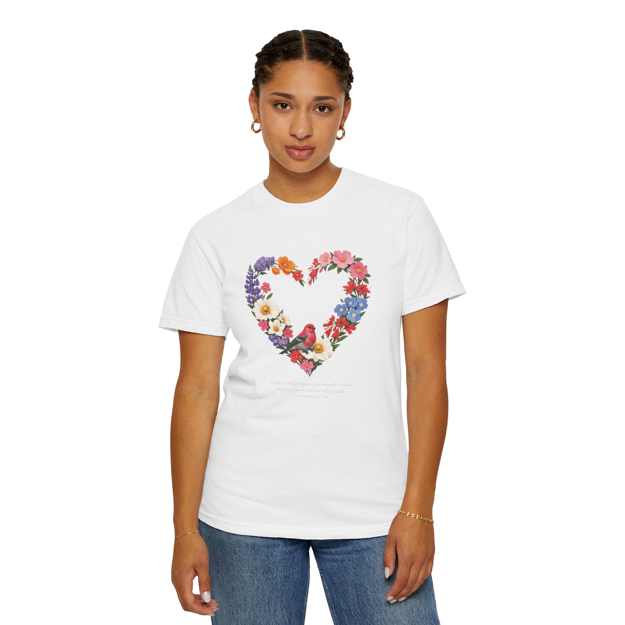 For God Has Not Given Us A Spirit Of Fear Floral Tee, 2 Timothy 1:7 Shirt, Christian Women Gift, Wildflower Heart, Redeemed Faith Apparel