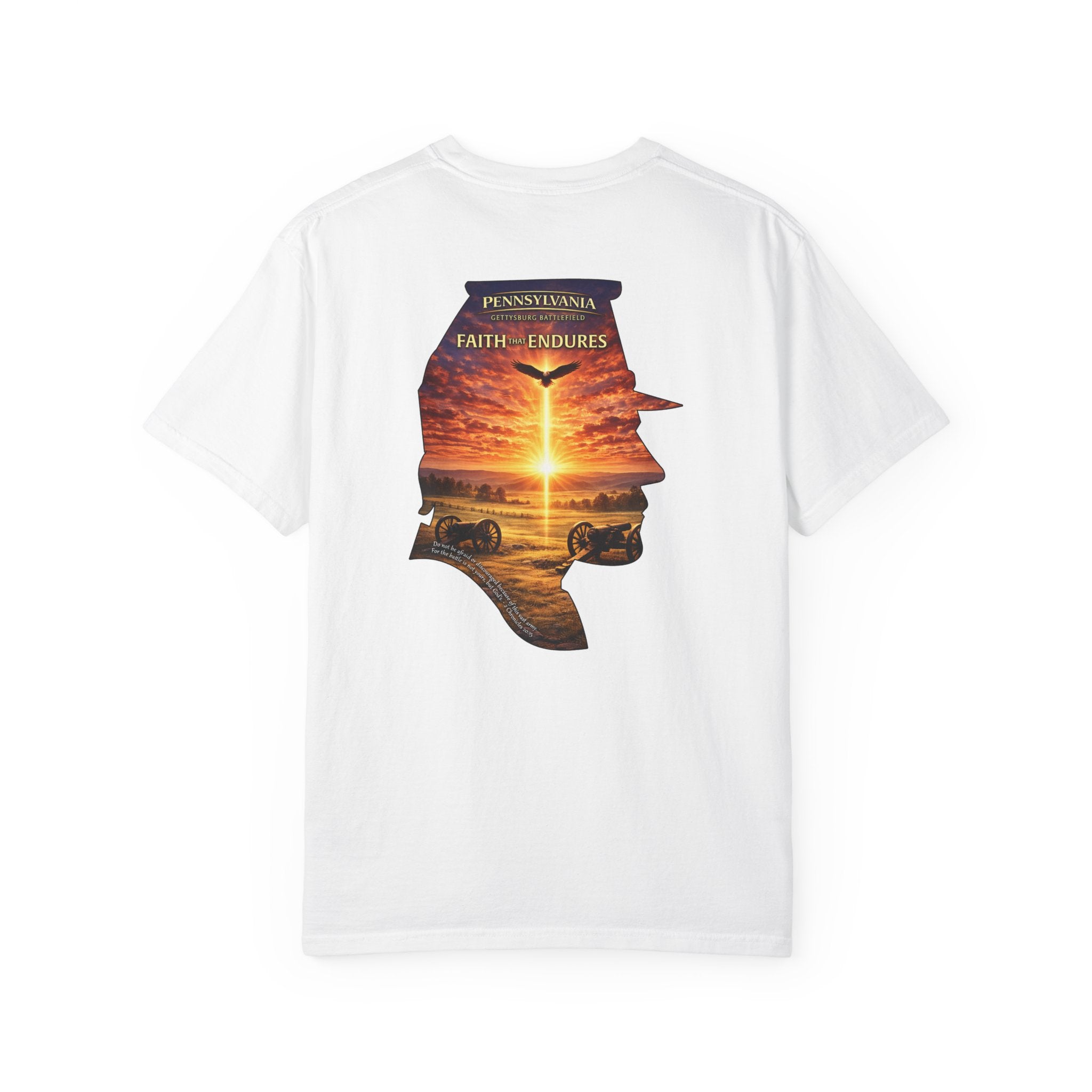 PA-Pennsylvania Gettysburg Faith That Endures Christian Shirt, Gettysburg Battlefield Tee, 2 Chronicles 20:15, God Bless America Collection