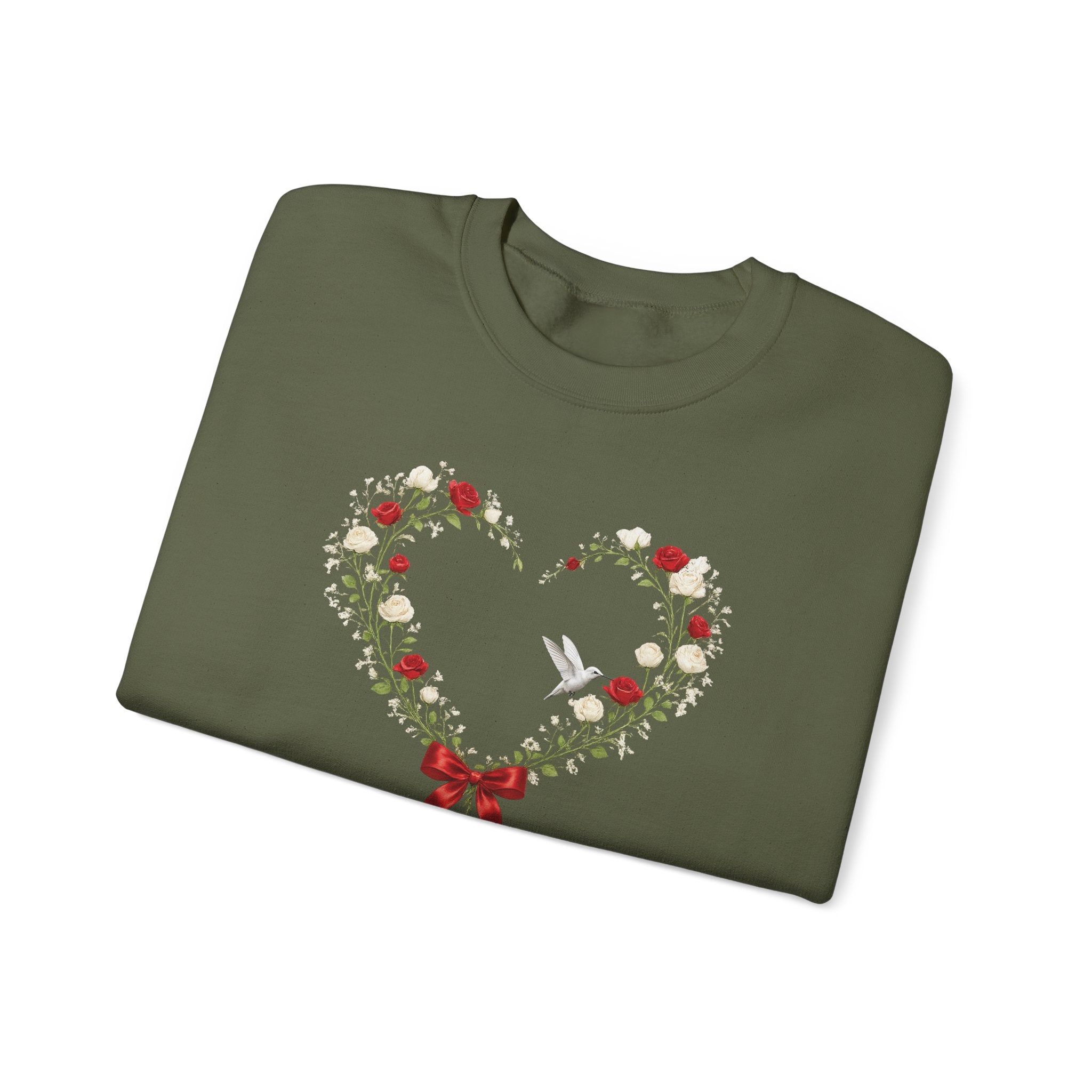 Christian Wildflower Heart Sweatshirt, 1 John 4:19 Floral  Faith Sweatshirt, Rose Hummingbird Womens Gift, Redeemed Faith Apparel, Boho Top
