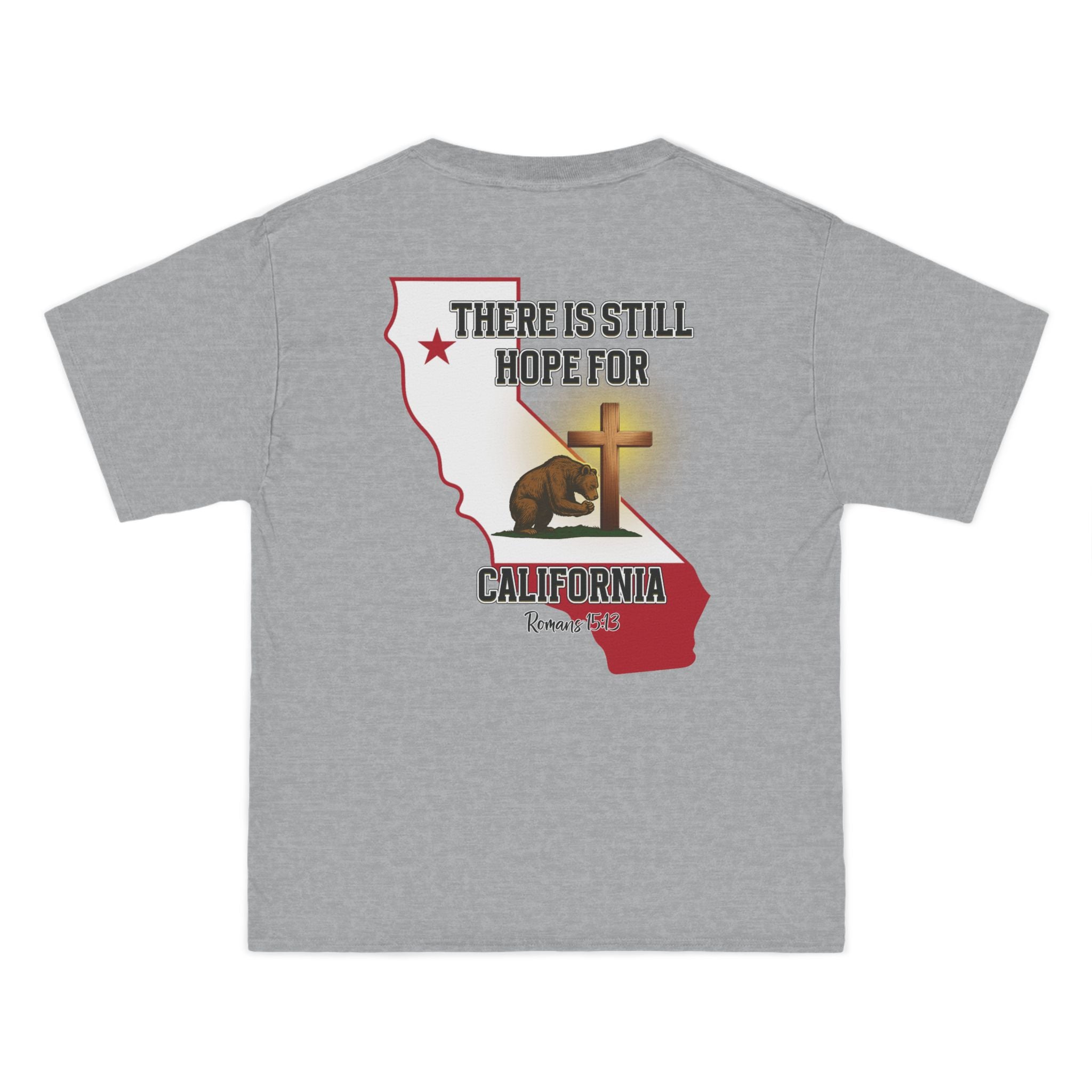 CA-There Is Still Hope for California, Christian Shirt, Romans 1513, Bear and Cross, Redeemed Faith Apparel, God Bless America Collection