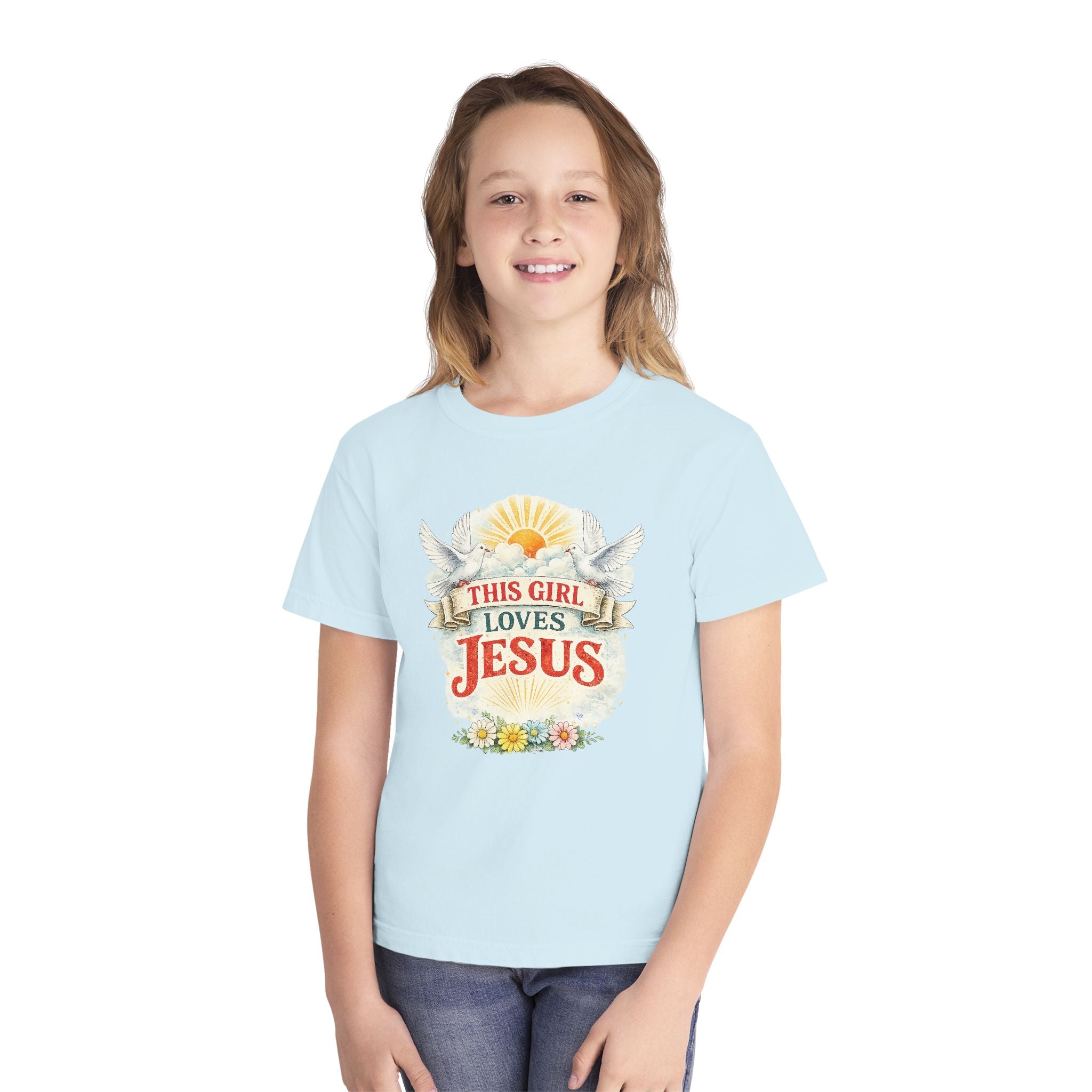 This Girl Loves Jesus Youth Shirt, Christian Girl Shirt, Faith Based Kids Shirt, Cute Christian Tee, Bible Shirt Girls, Christian Gift Kids