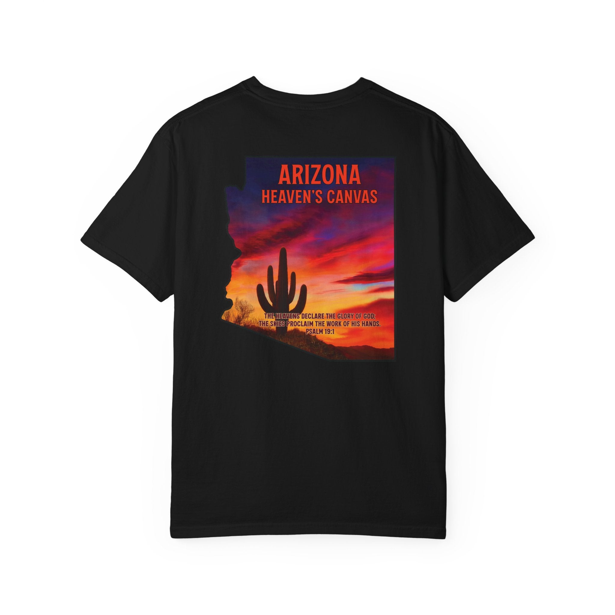 AZ-Arizona Heavens Canvas Christian T Shirt, Desert Sunset Shirt, Psalm 19:1 T-shirt, Arizona Christian Gift, God Bless America Collection