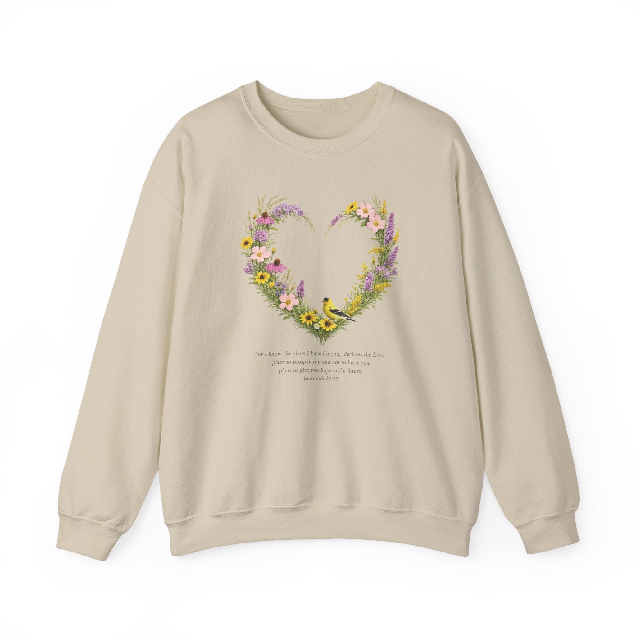 Jeremiah 29 11 Sweatshirt, Christian Floral Faith Sweatshirt, Wildflower Heart Bird Womens Gift, Redeemed Faith Apparel, Boho Sweatshirt