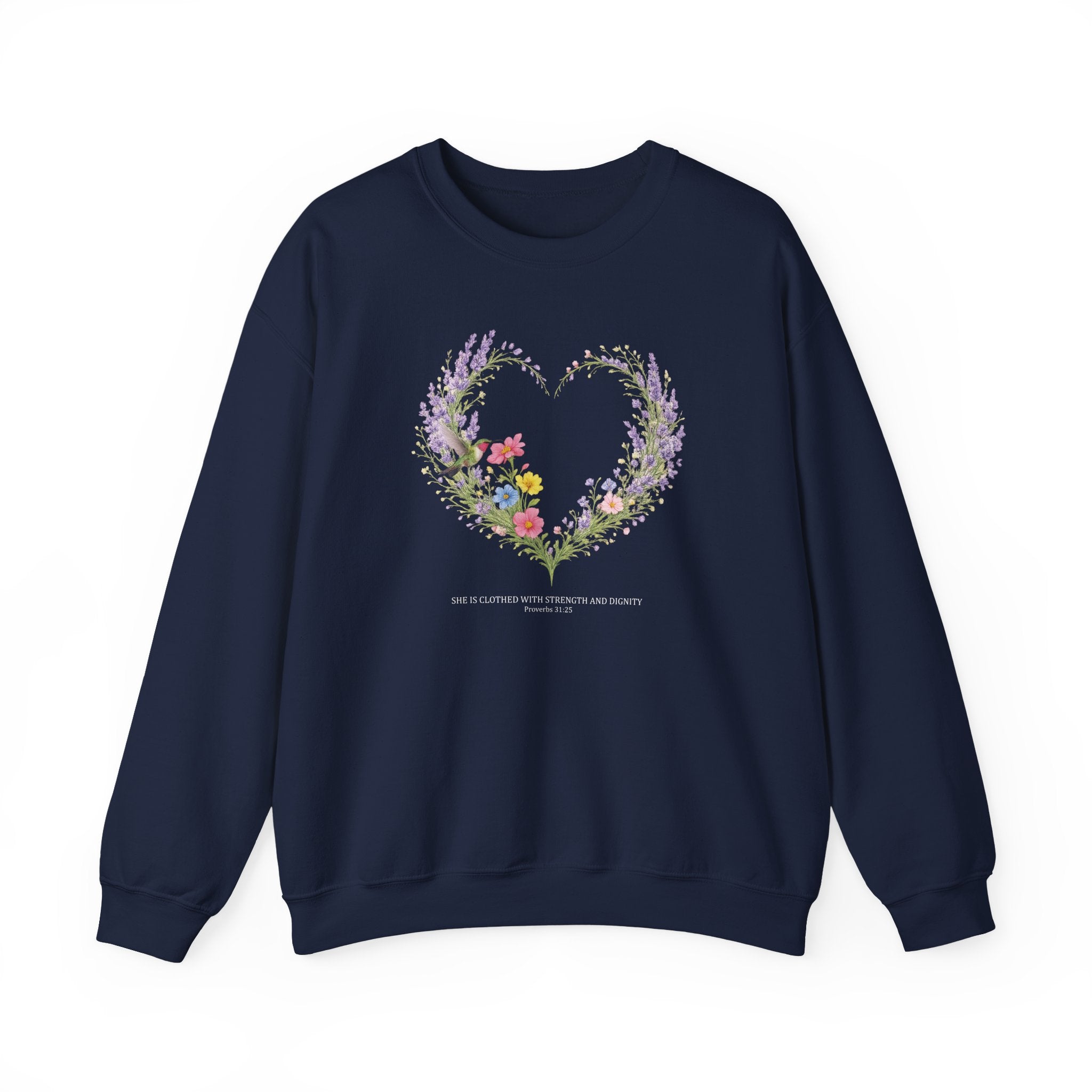 Strength and Dignity Sweatshirt, Proverbs 31:25 Christian Sweatshirt, Hummingbird Womens Gift, Boho Christian Top, Redeemed Faith Apparel