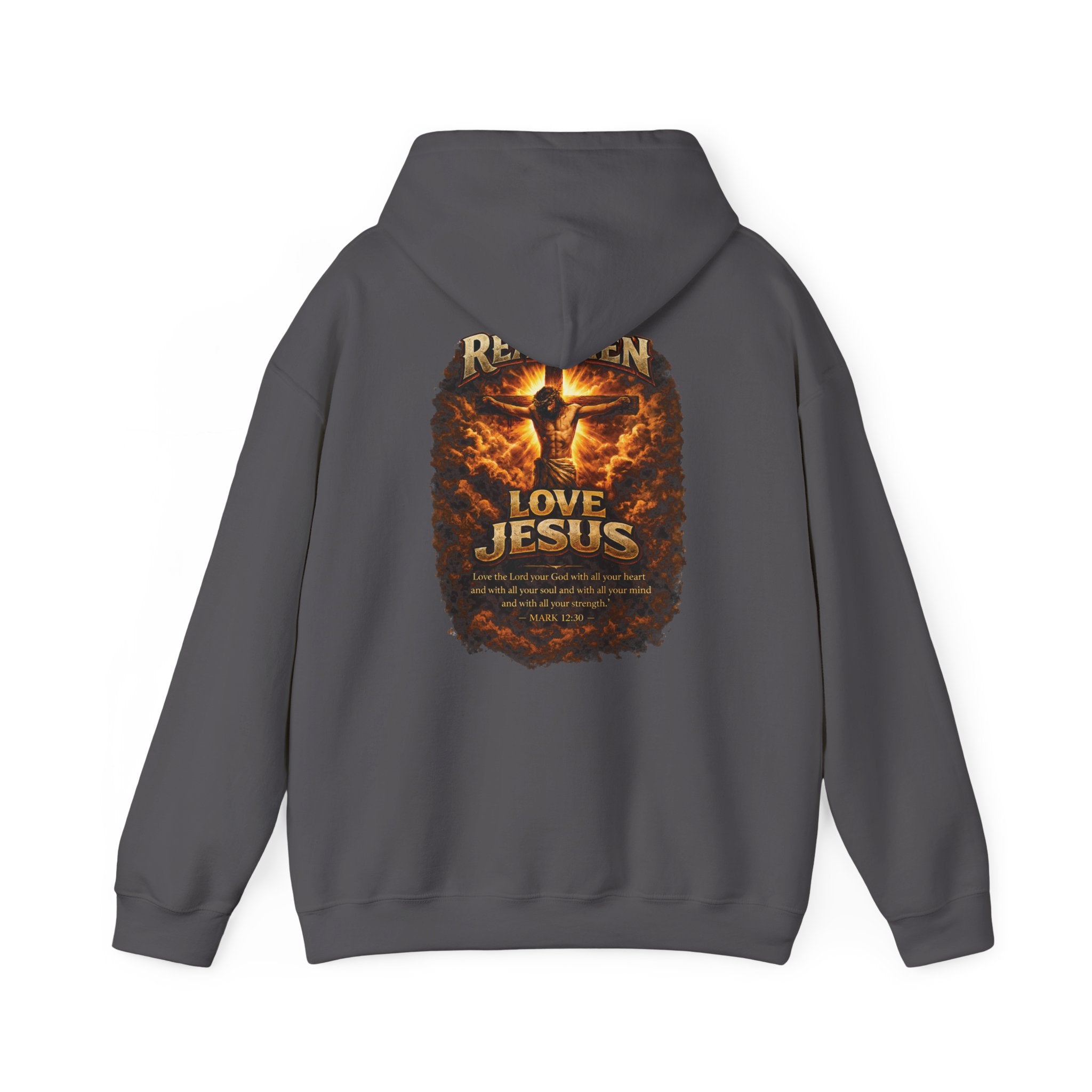 Real Men Love Jesus Hoodie, Mark 12:30 Christian Pullover Hoodie, Bold Faith Jesus Sweatshirt, Christian Mens Hoodie, Redeemed Faith Apparel
