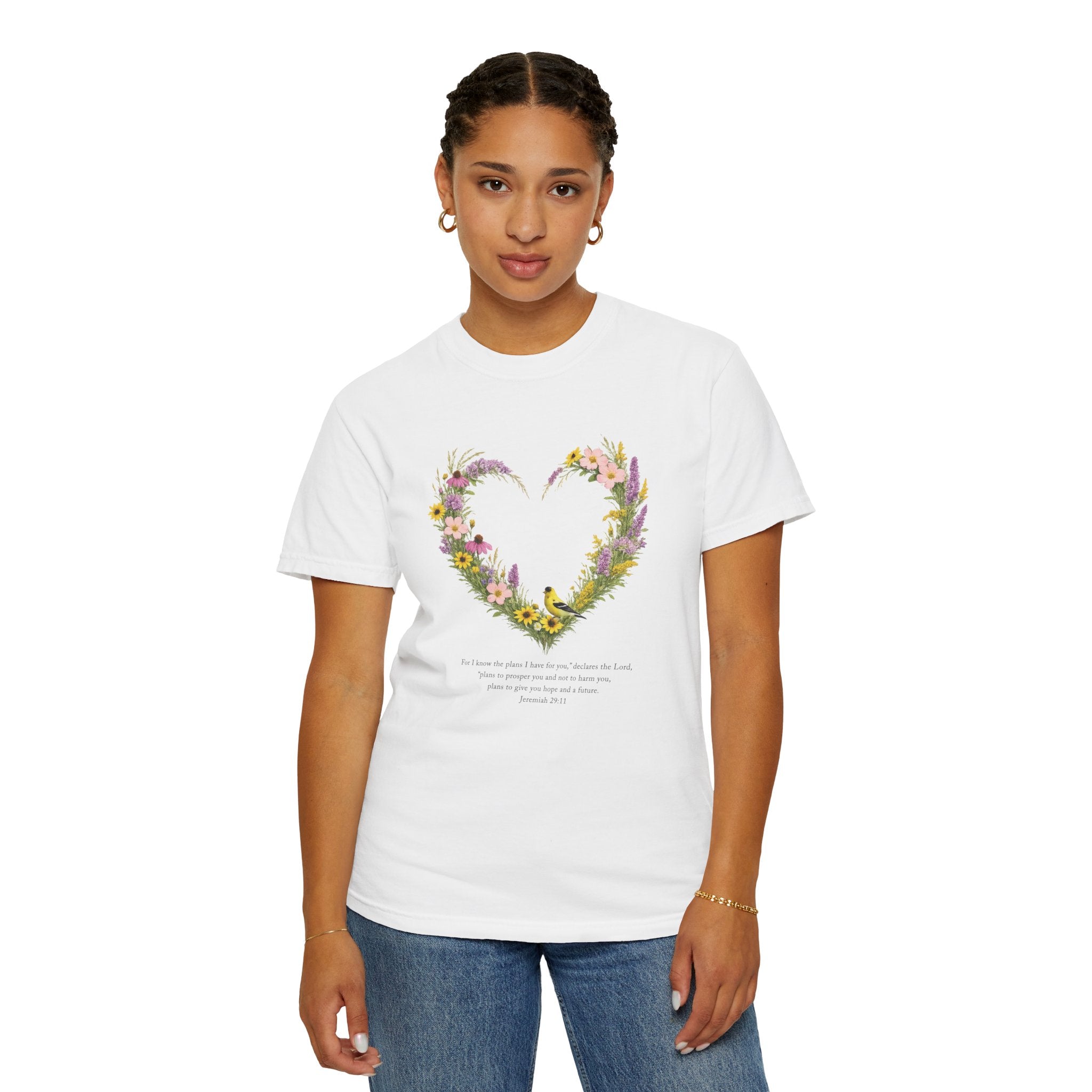 I Know The Plans I Have For You Floral Heart T-Shirt, Jeremiah 29:11 T Shirt, Christian Women Gift, Wildflower Heart, Redeemed Faith Apparel