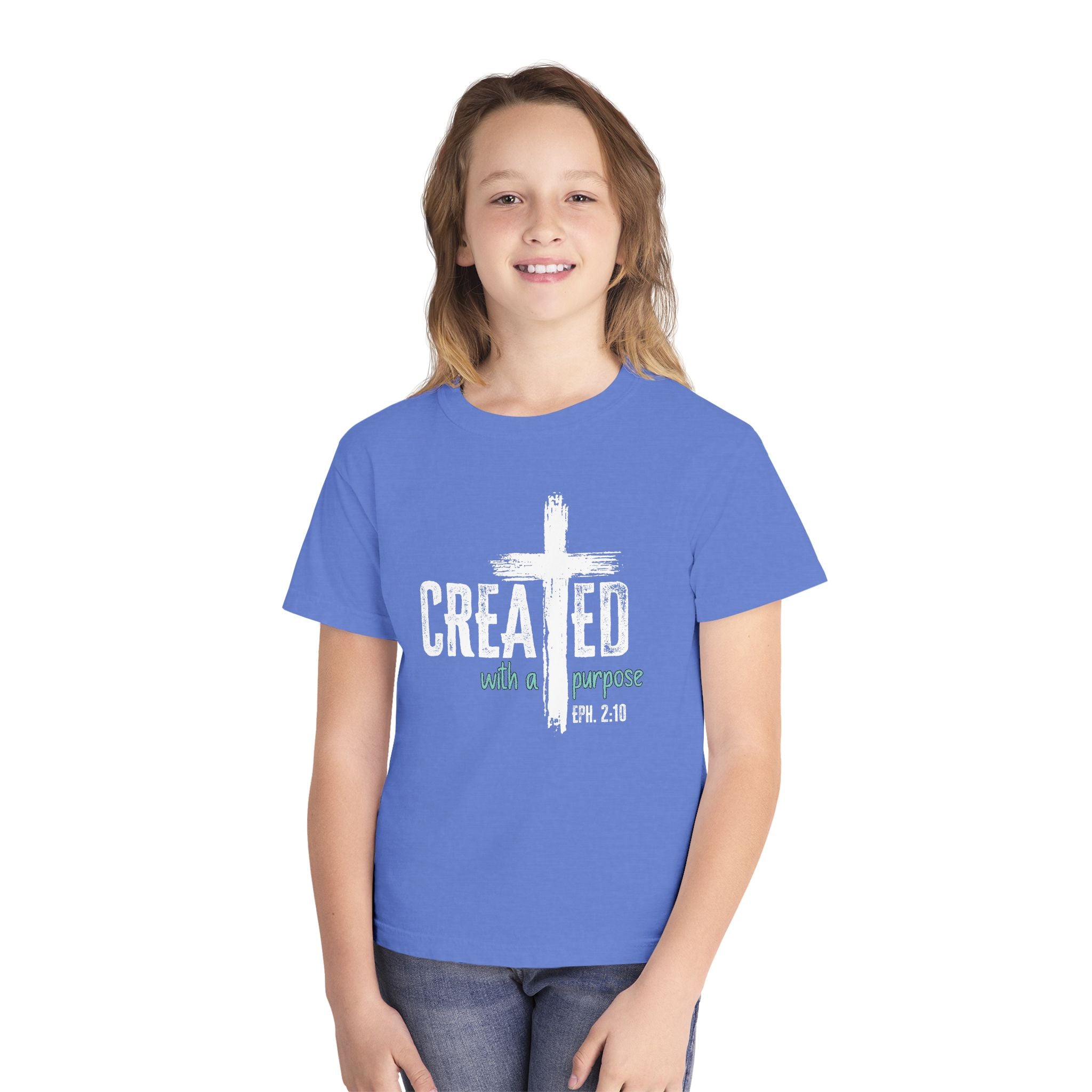 Created with a Purpose Youth Shirt, Christian Youth Shirt, Ephesians 2:10 Shirt, Faith Shirt for Kids, Christian Tee, Church Shirt