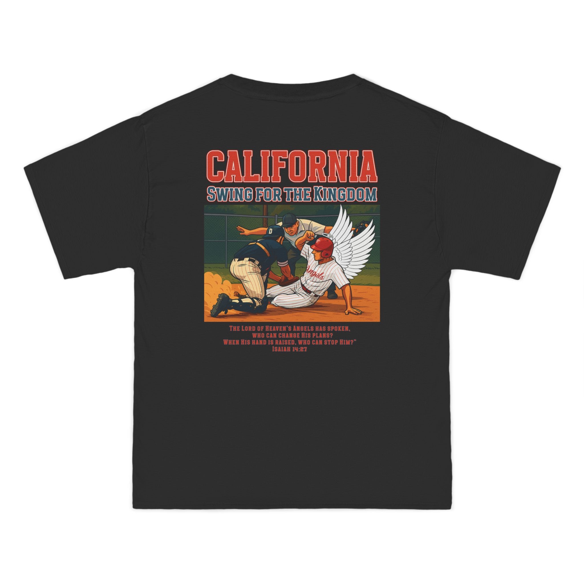CA-Angels Swing for the Kingdom Christian Baseball Shirt, Isaiah 1427, Faith Sports Tee, Redeemed Faith Apparel God Bless America Collection