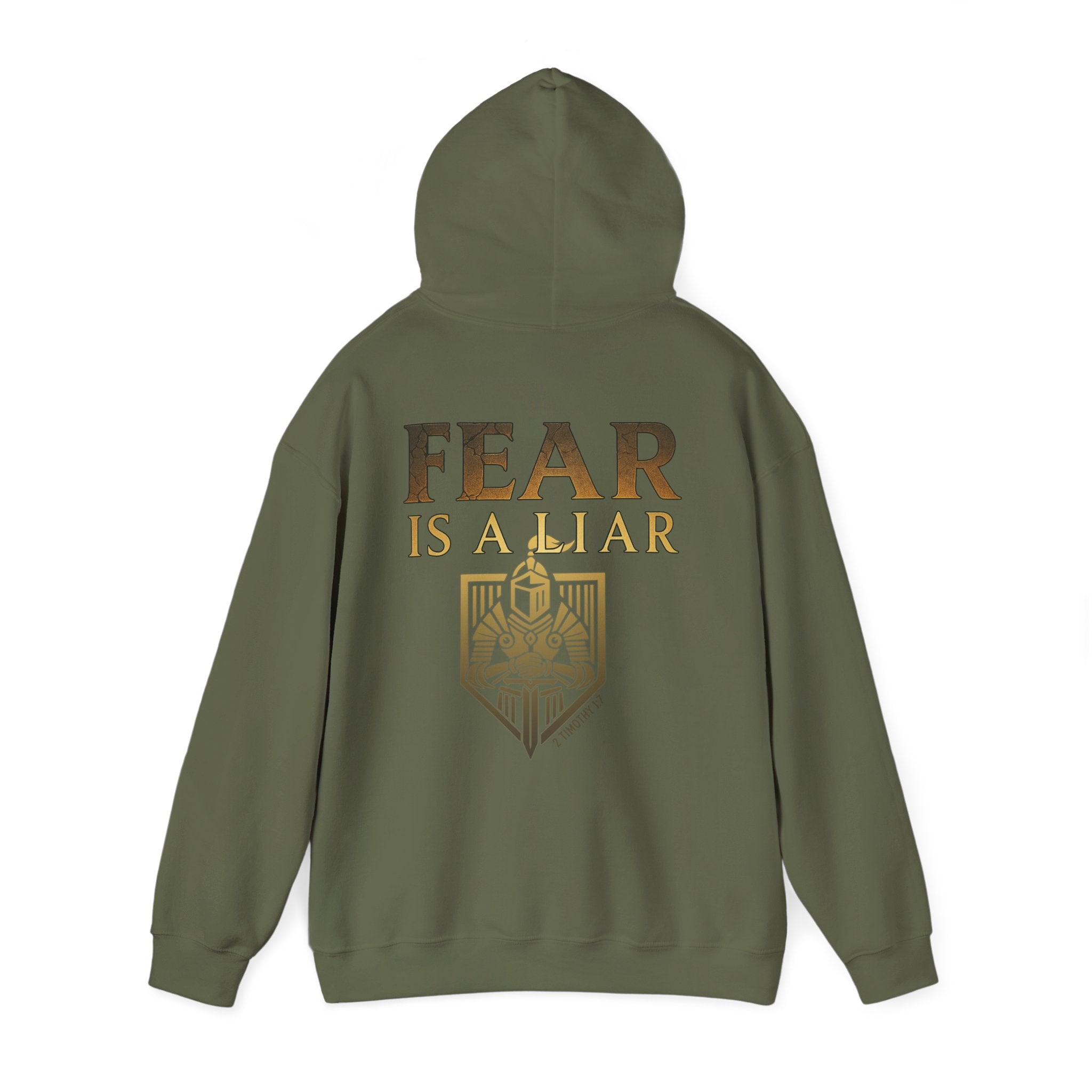Fear Is a Liar Hoodie - 2 Timothy 1:7, Warrior of Faith, Motivational Heavy Blend Sweatshirt for Adults, Cozy Casual Wear, Christian Apparel