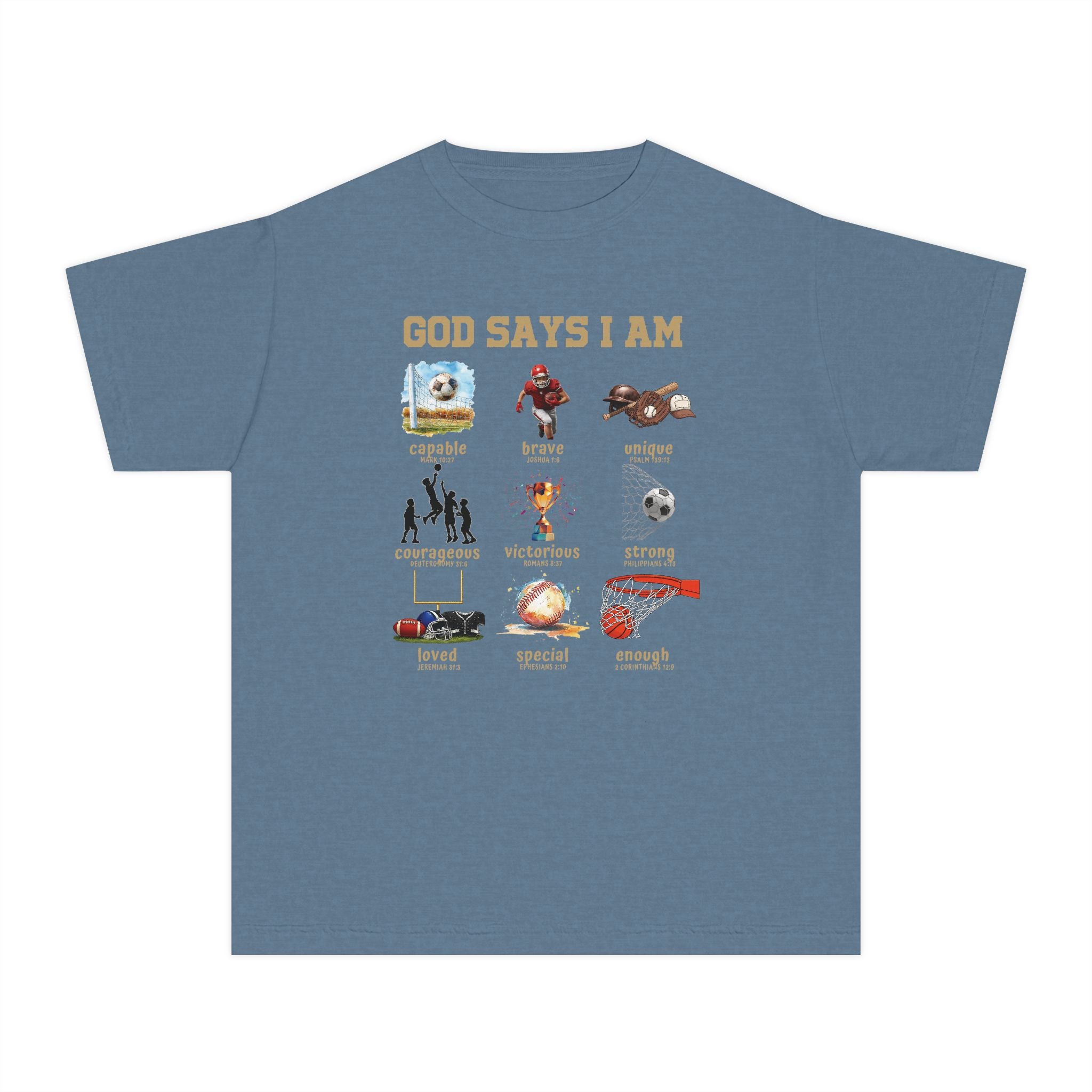 God Says I Am Youth Shirt, Christian Sports Shirt for Boys, Bible Verse Youth Tee, Faith Athlete Shirt, Christian Boy Shirt, Church Tee