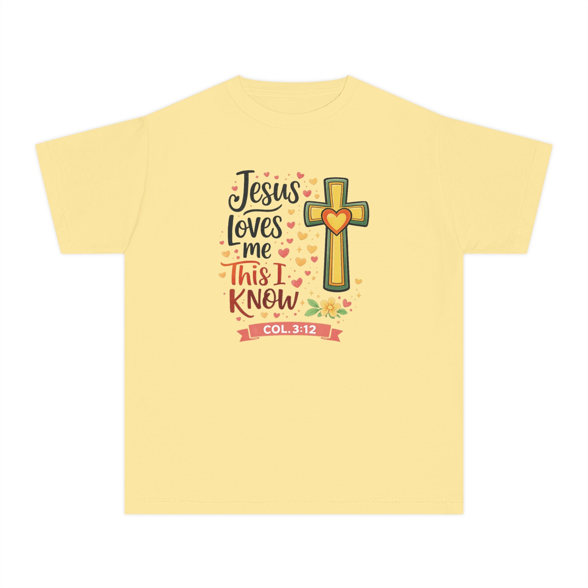 Jesus Loves Me Youth Shirt, Christian Youth T Shirt, Bible Verse Youth Tee, Faith Shirt for Girls Boys, Church Youth Shirt Colossians 312