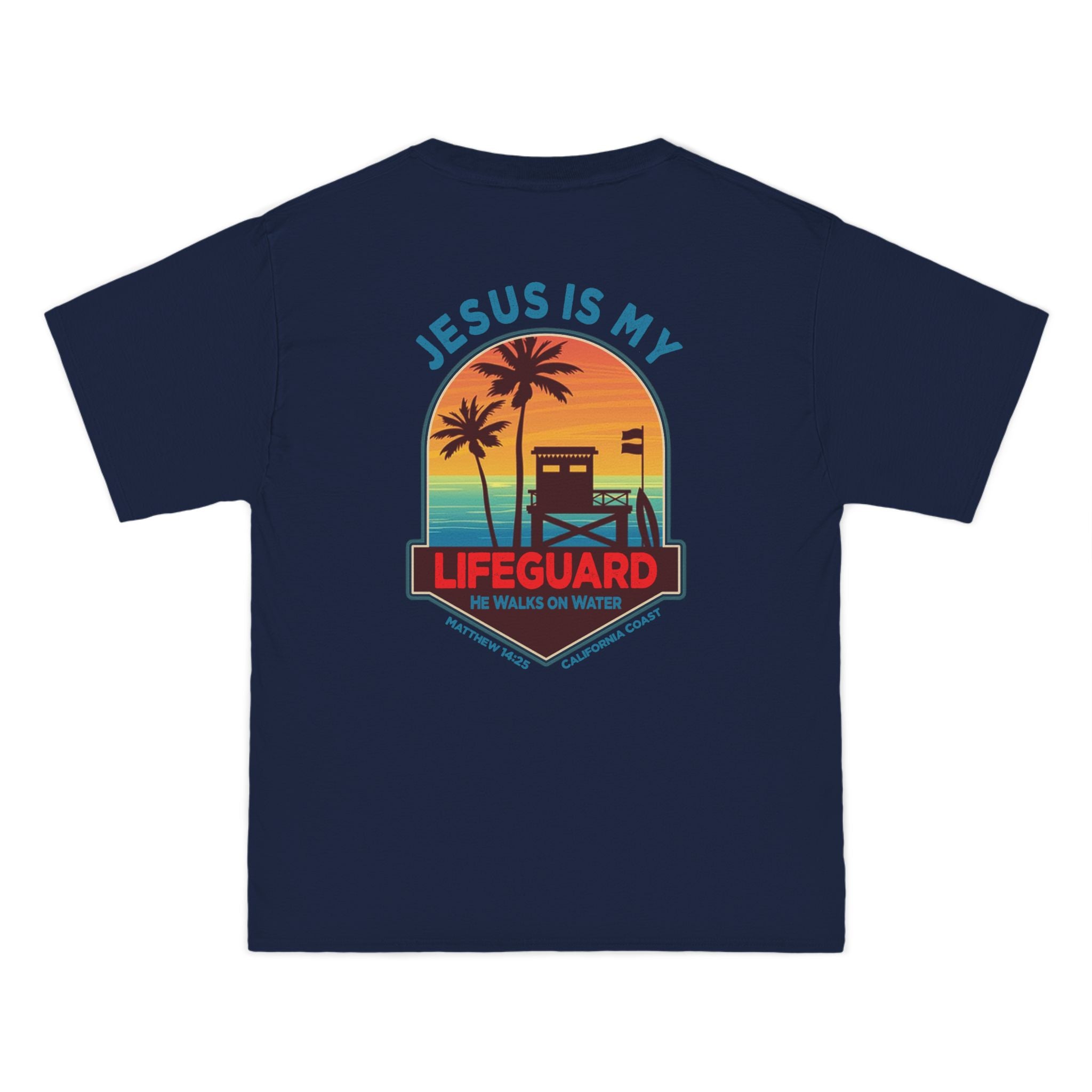 CA-Jesus Is My Lifeguard Shirt, He Walks on Water T-shirt, California Coast, Matthew 1425, Surfing T Shirt, God Bless America Collection