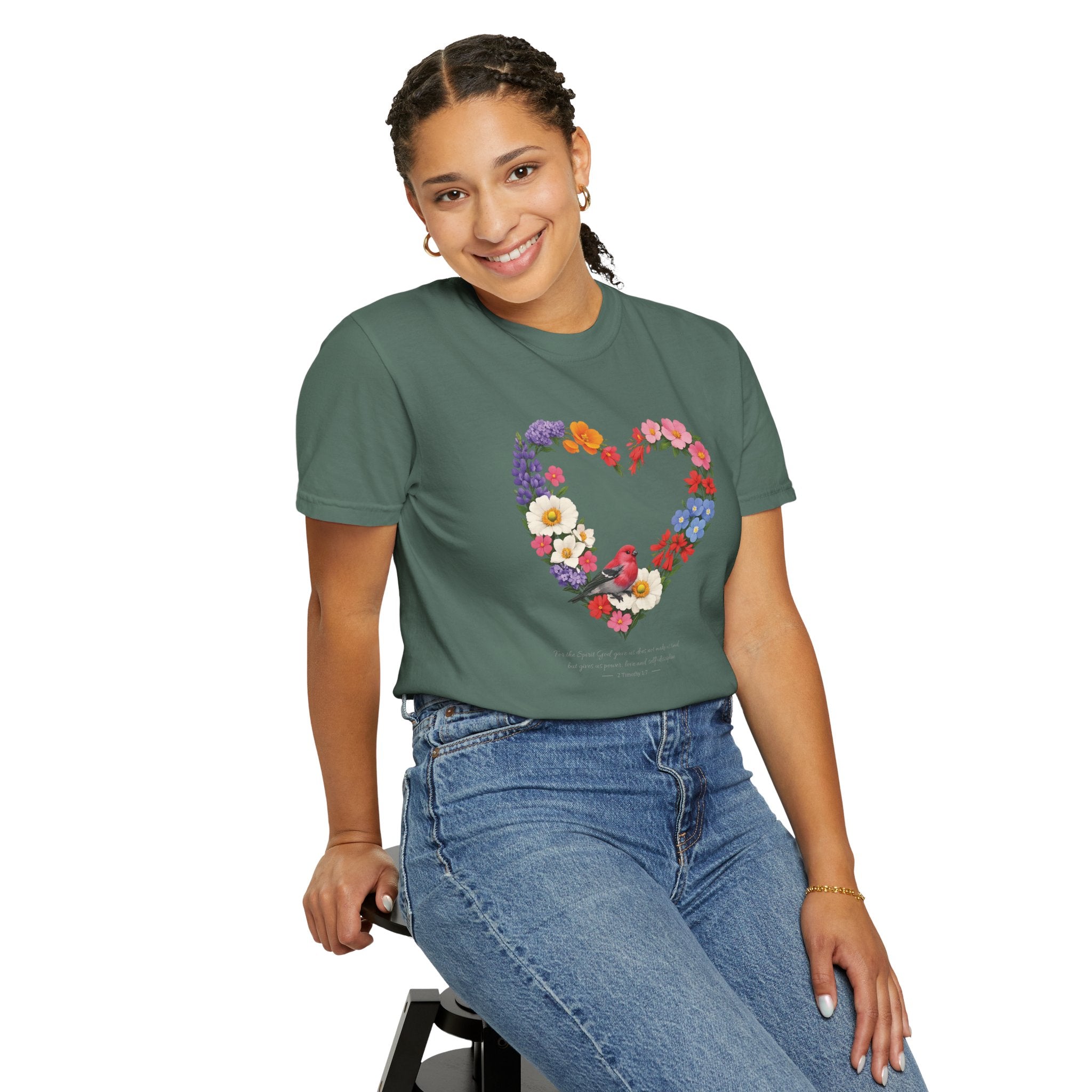 For God Has Not Given Us A Spirit Of Fear Floral Tee, 2 Timothy 1:7 Shirt, Christian Women Gift, Wildflower Heart, Redeemed Faith Apparel