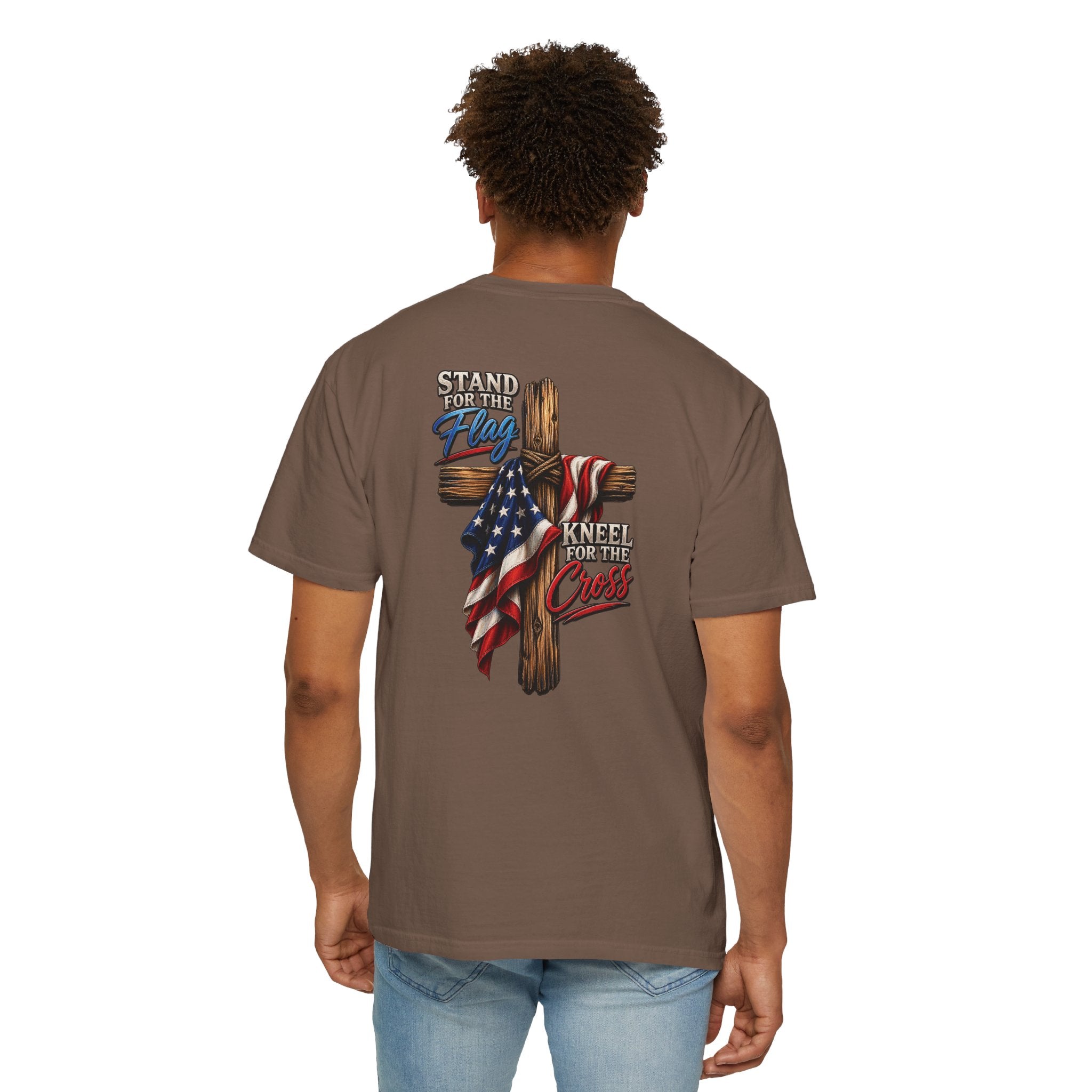 Stand for the Flag Kneel for the Cross T-Shirt, Christian Patriotic T-Shirt, American Flag & Cross Shirt, Redeemed Faith Apparel