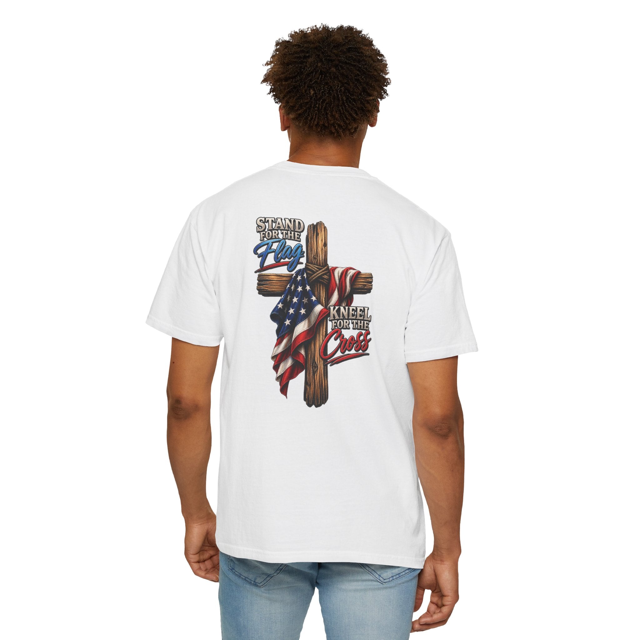 Stand for the Flag Kneel for the Cross T-Shirt, Christian Patriotic T-Shirt, American Flag & Cross Shirt, Redeemed Faith Apparel