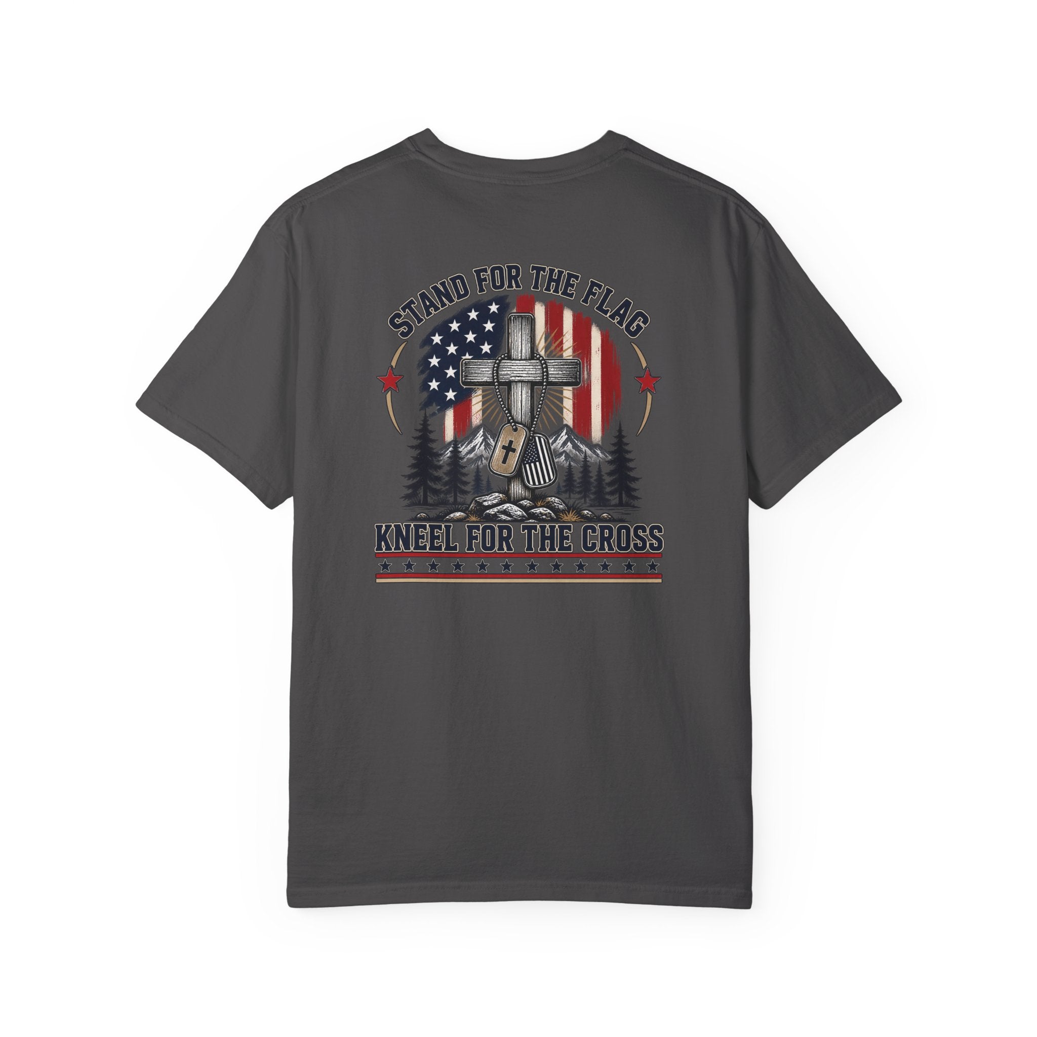 Stand for the Flag Kneel for the Cross Christian Patriotic T-Shirt, American Flag Cross Shirt, Christian Patriot Tee, Redeemed Faith Apparel