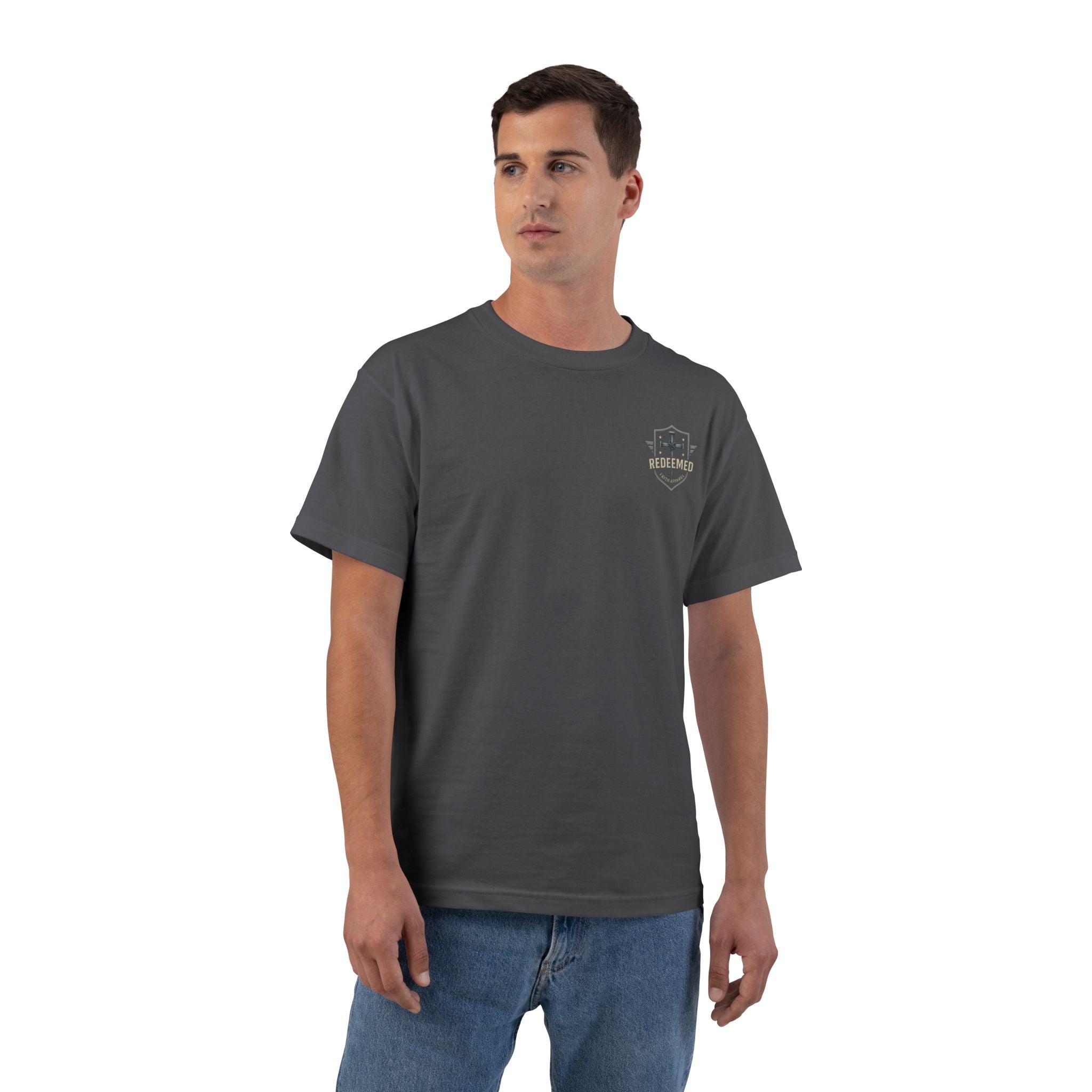 Redeemed Christian T-Shirt | Galatians 2:20 Shirt | Faith-Based Apparel | Cross Design | Religious Gift for Men & Women | Redeemed Faith Tee