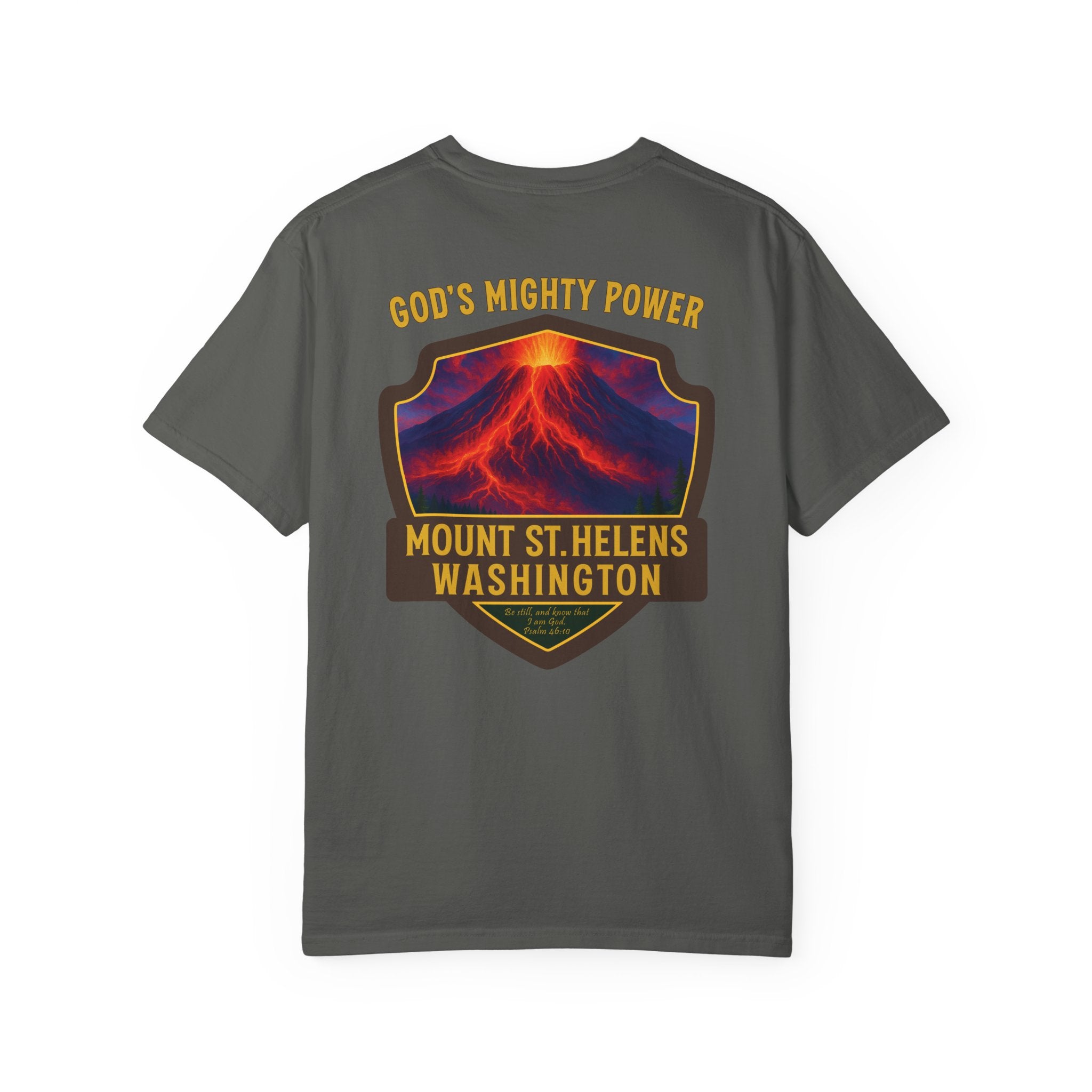 WA-Mount St Helens Washington Christian Shirt, Gods Mighty Power, Psalm 46:10, Volcano Faith Tee, God Bless America Collection, Redeemed Tee
