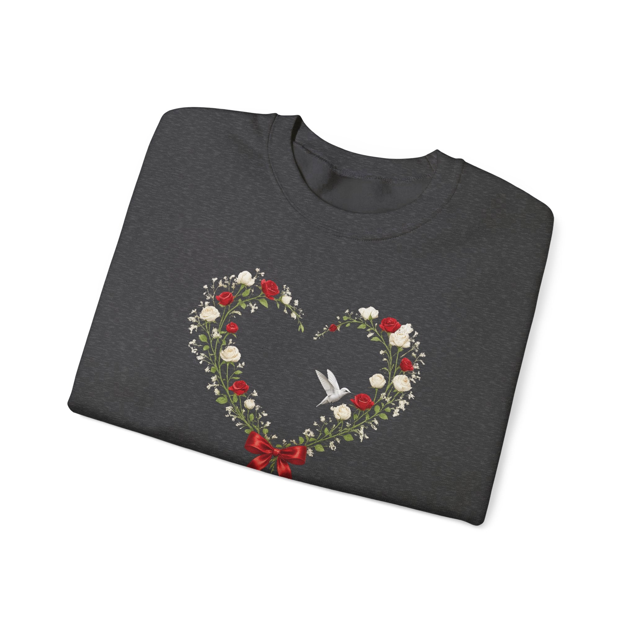 Christian Wildflower Heart Sweatshirt, 1 John 4:19 Floral  Faith Sweatshirt, Rose Hummingbird Womens Gift, Redeemed Faith Apparel, Boho Top