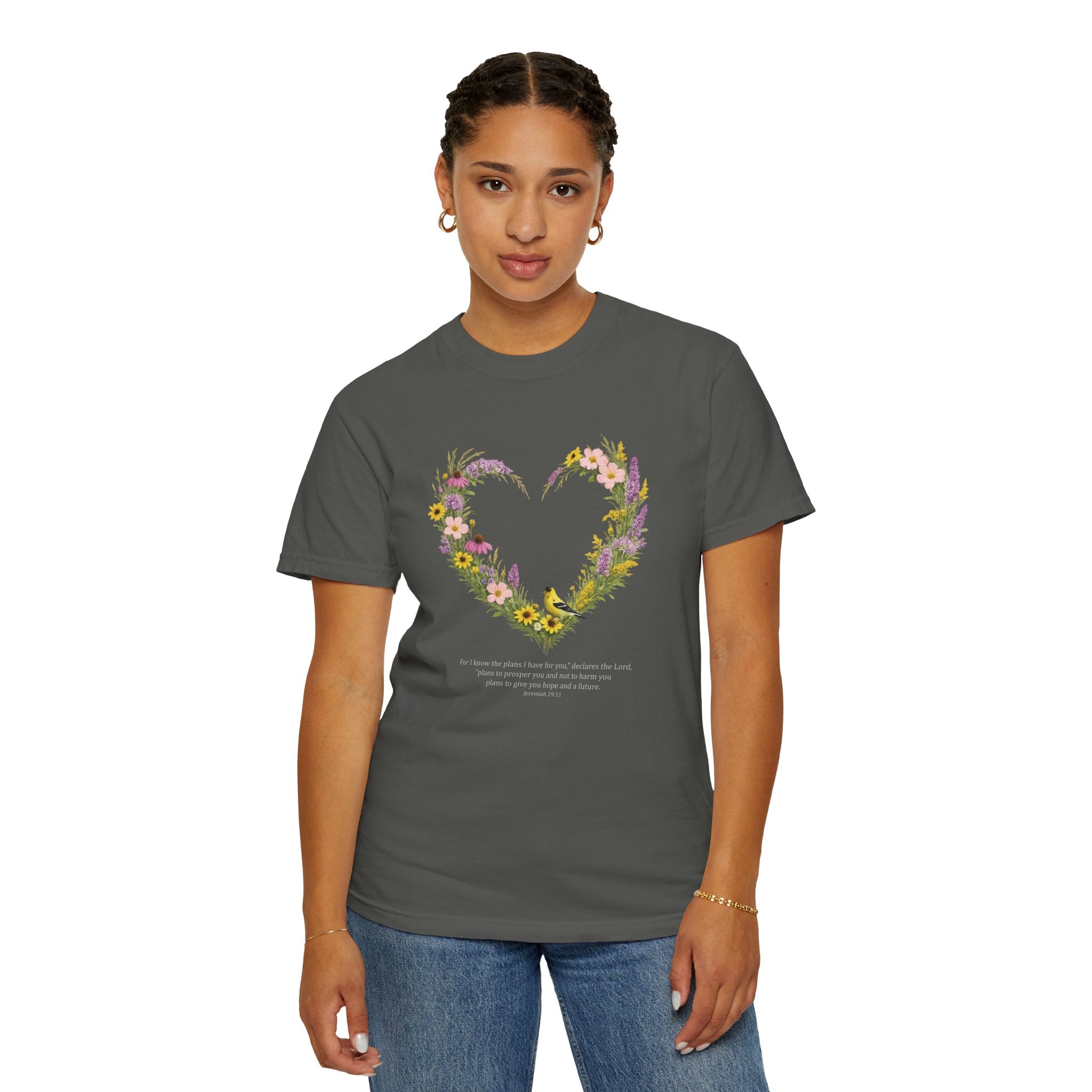 I Know The Plans I Have For You Floral Heart T-Shirt, Jeremiah 29:11 T Shirt, Christian Women Gift, Wildflower Heart, Redeemed Faith Apparel