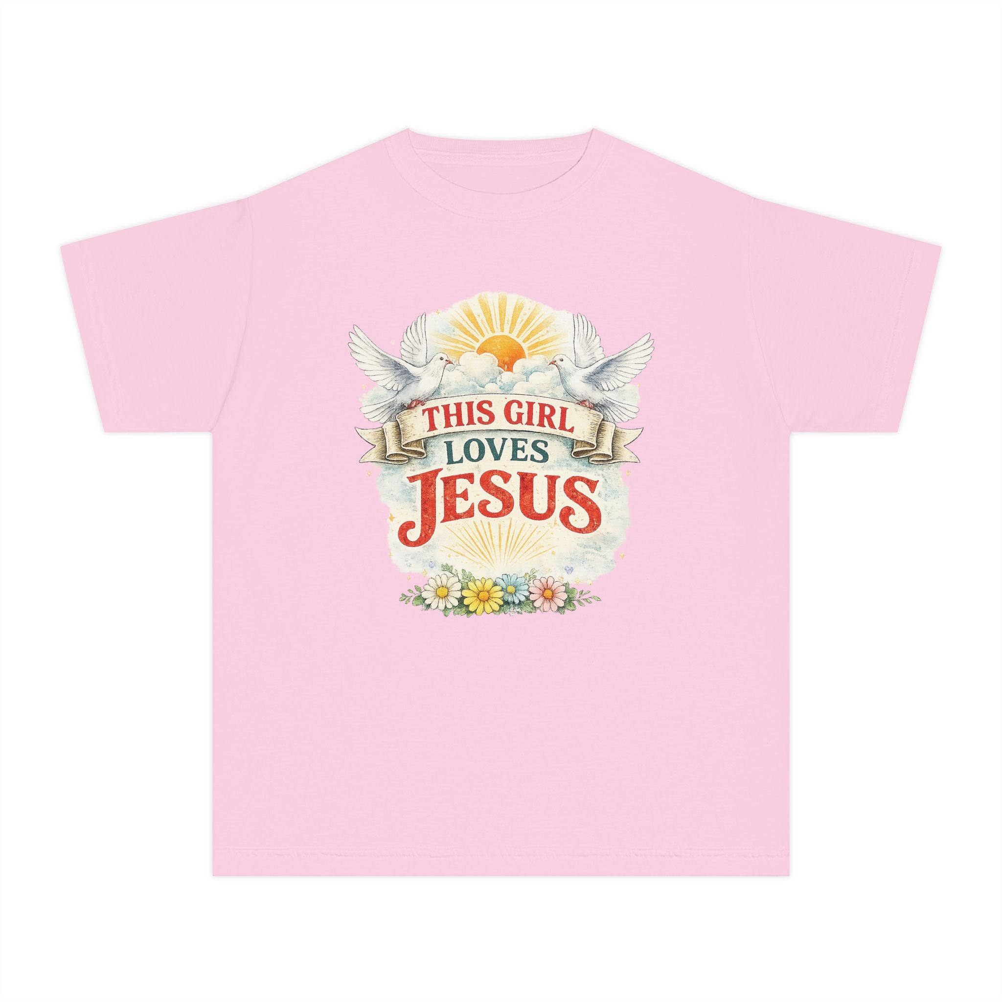 This Girl Loves Jesus Youth Shirt, Christian Girl Shirt, Faith Based Kids Shirt, Cute Christian Tee, Bible Shirt Girls, Christian Gift Kids