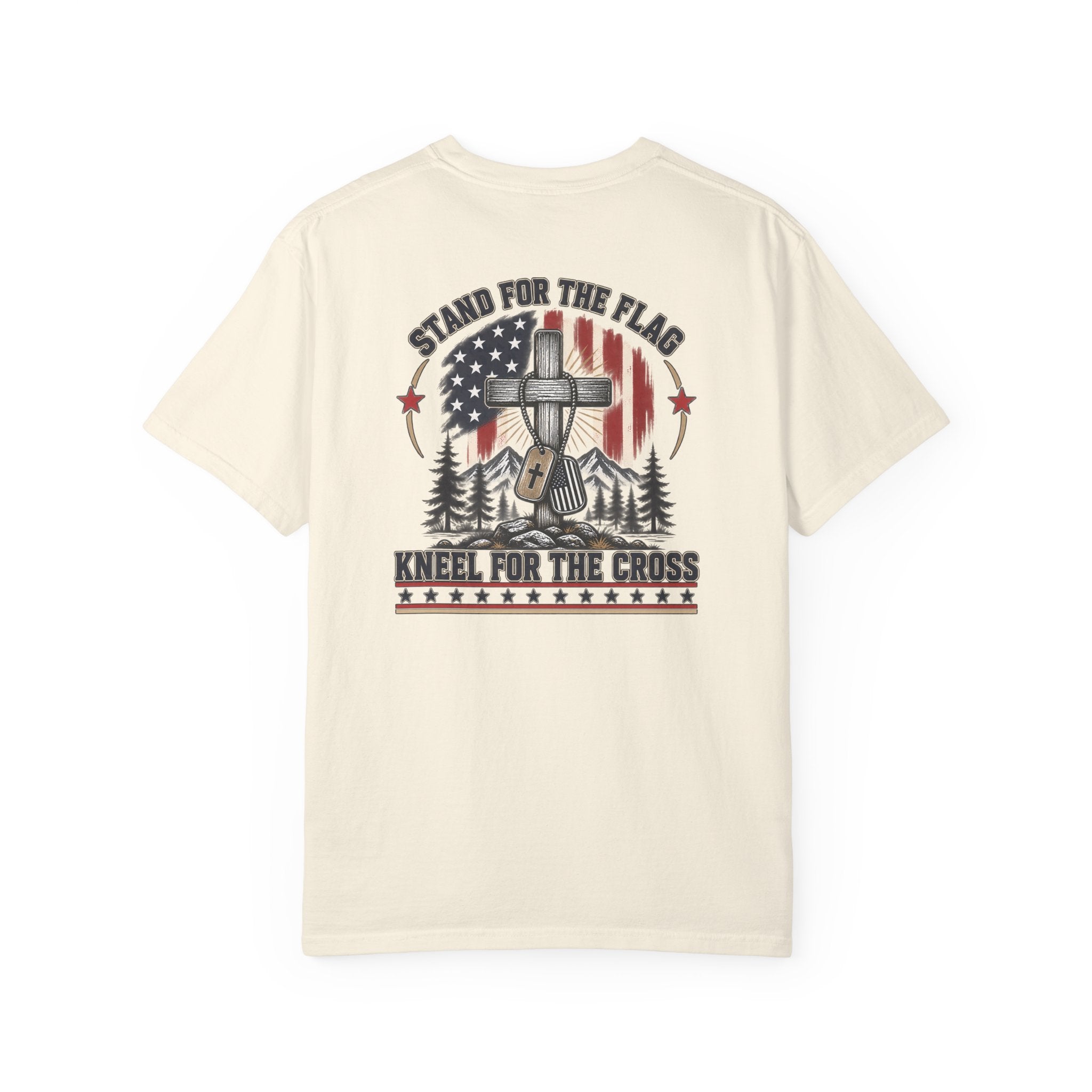 Stand for the Flag Kneel for the Cross Christian Patriotic T-Shirt, American Flag Cross Shirt, Christian Patriot Tee, Redeemed Faith Apparel