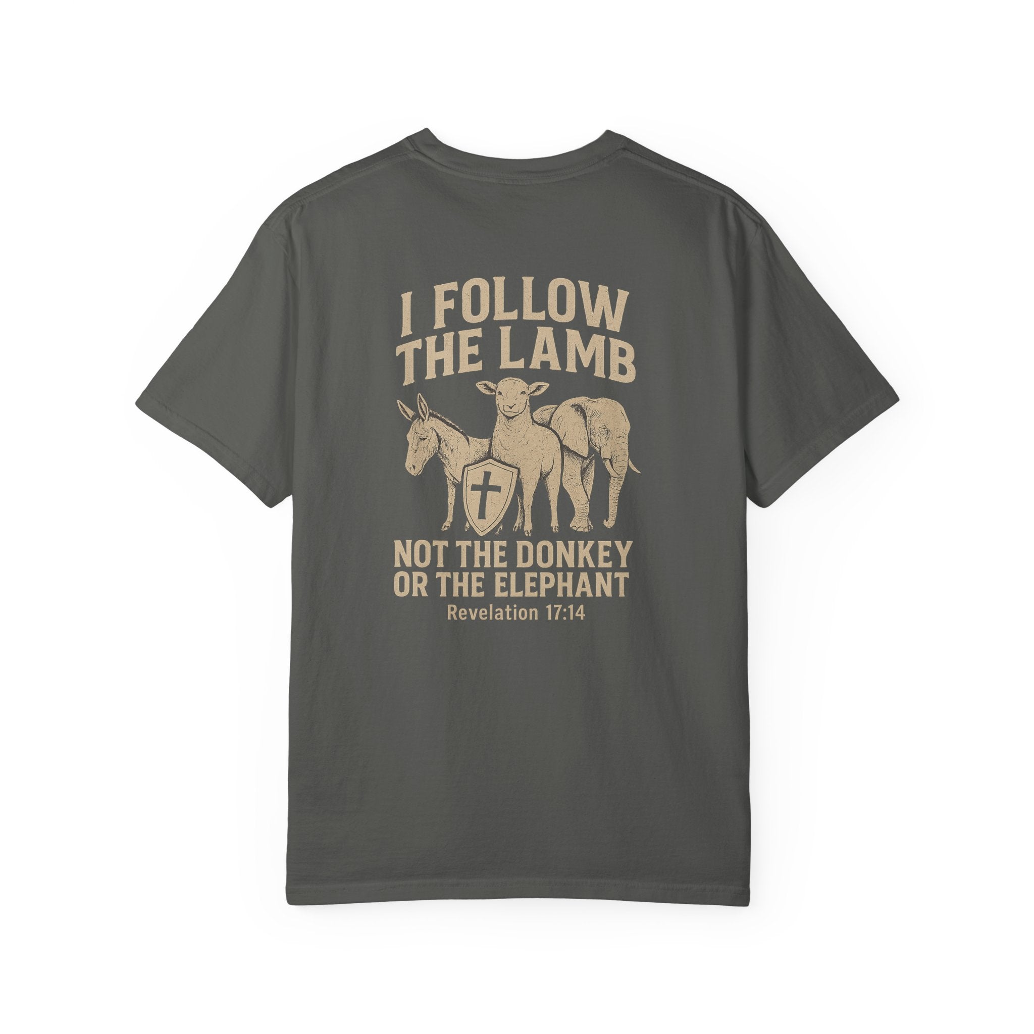 Christian Shirt, I Follow The Lamb Not The Donkey Or Elephant, Revelation 17:14 T-Shirt, Jesus Over Politics Tee, Redeemed Faith Apparel