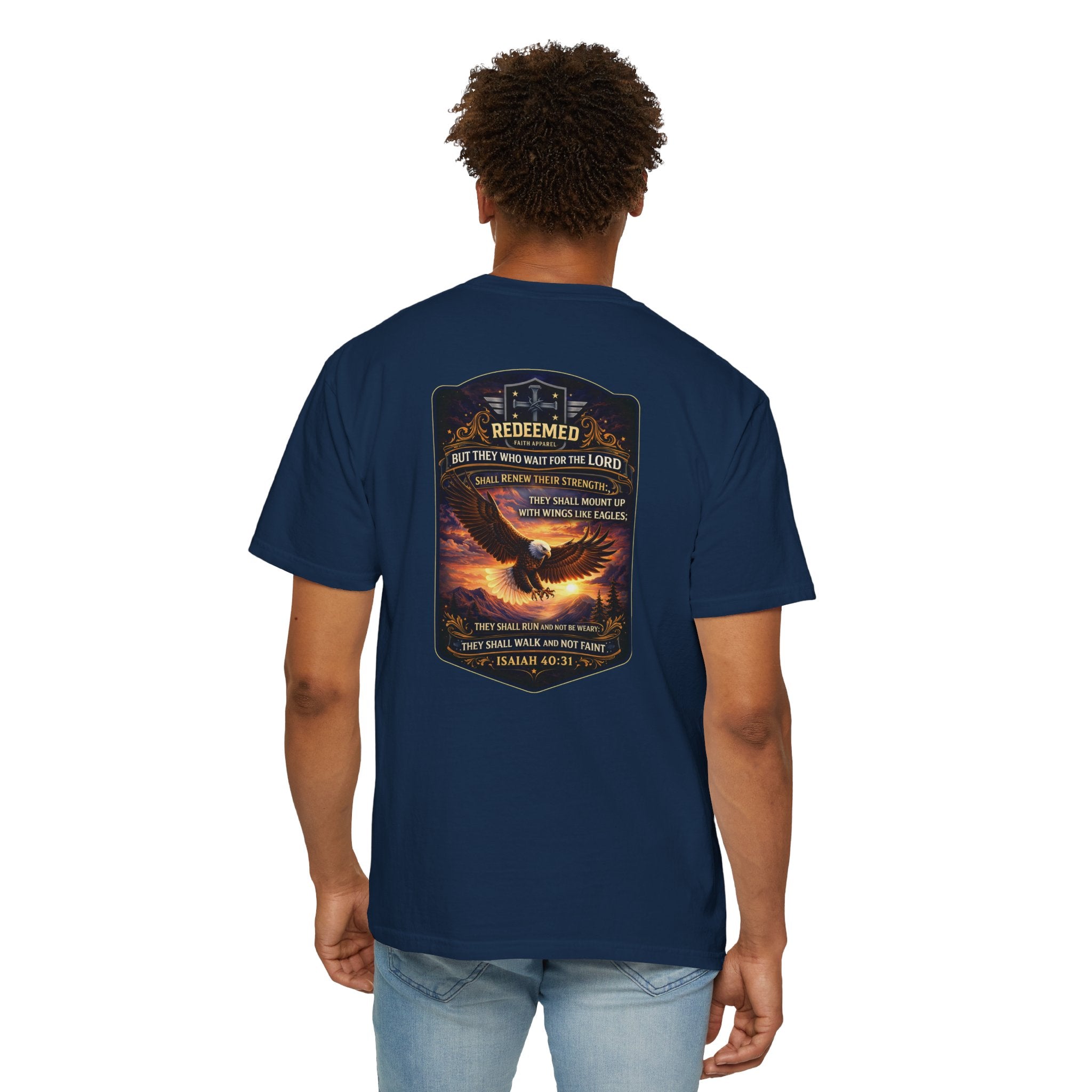 Isaiah 40 31 Christian T Shirt, Wings Like Eagles Shirt, Wait on the Lord Scripture Tee, Christian Encouragement, Redeemed Faith Apparel