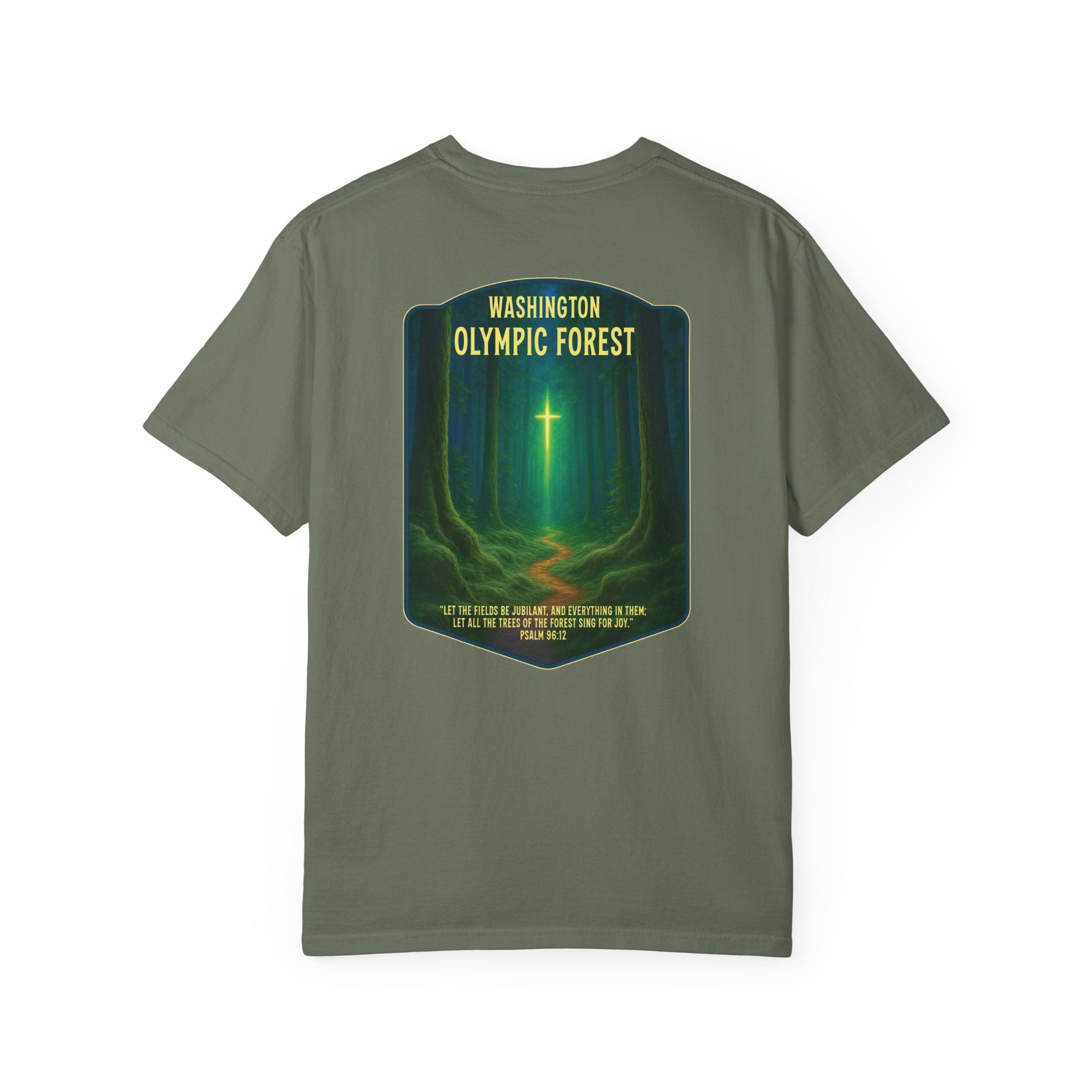 WA-Washington Olympic Forest Christian Shirt, Psalm 96:12, Let the Trees Sing, Faith Nature T, God Bless America Collection, Redeemed Faith